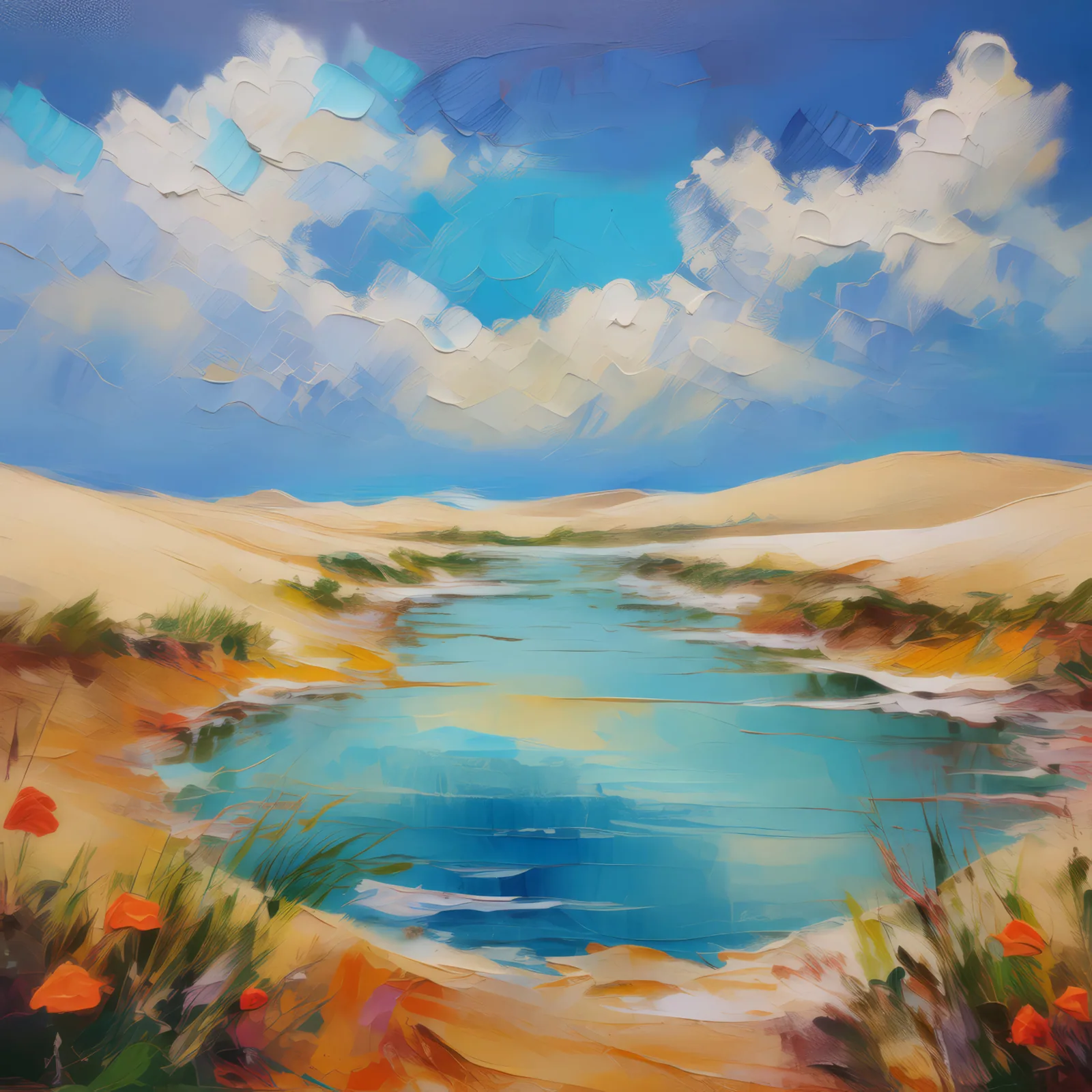 Mirage on the Dunes, a palette-knife oil landscape by Emma Mickelberg