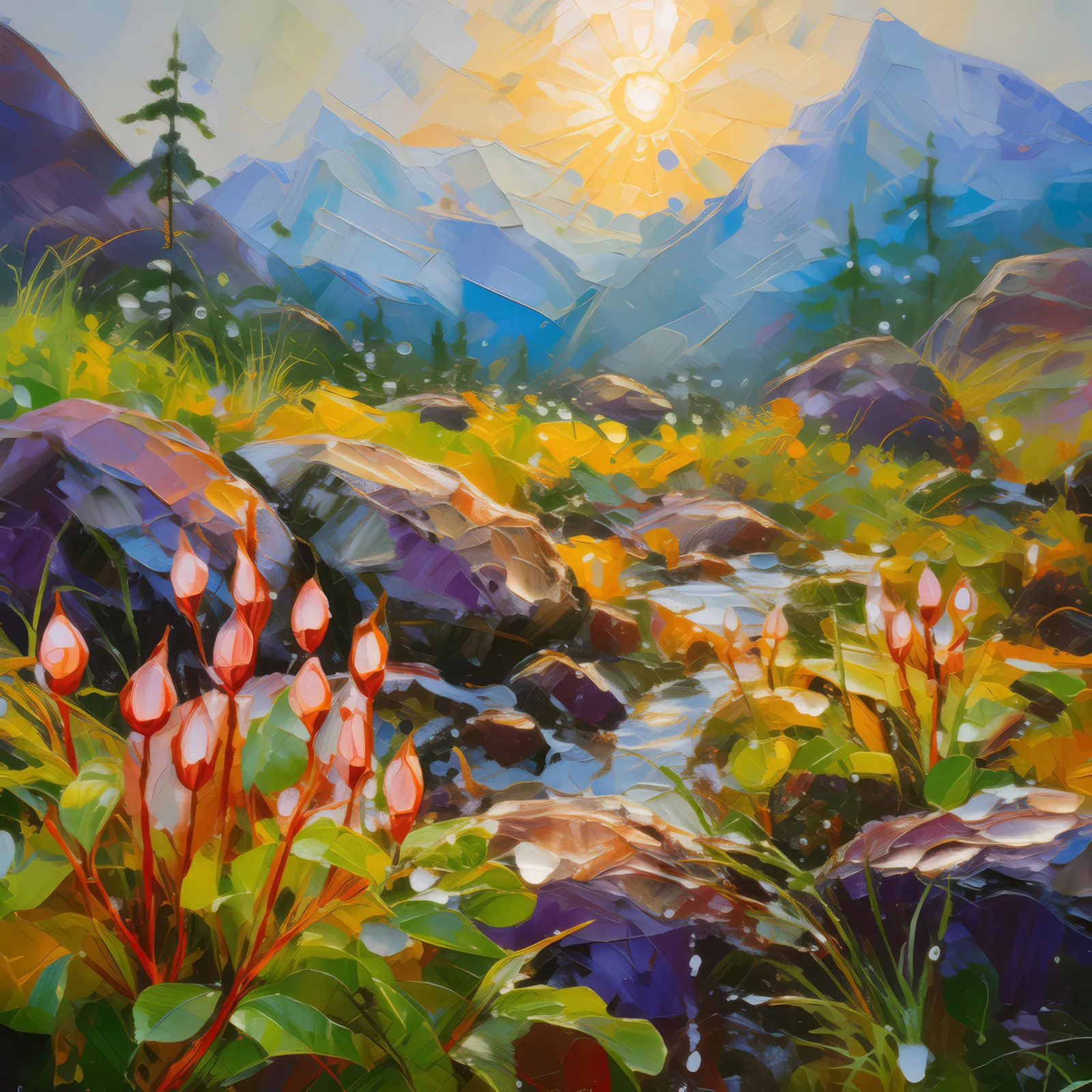 Morning Dew, a palette-knife oil landscape by Emma Mickelberg