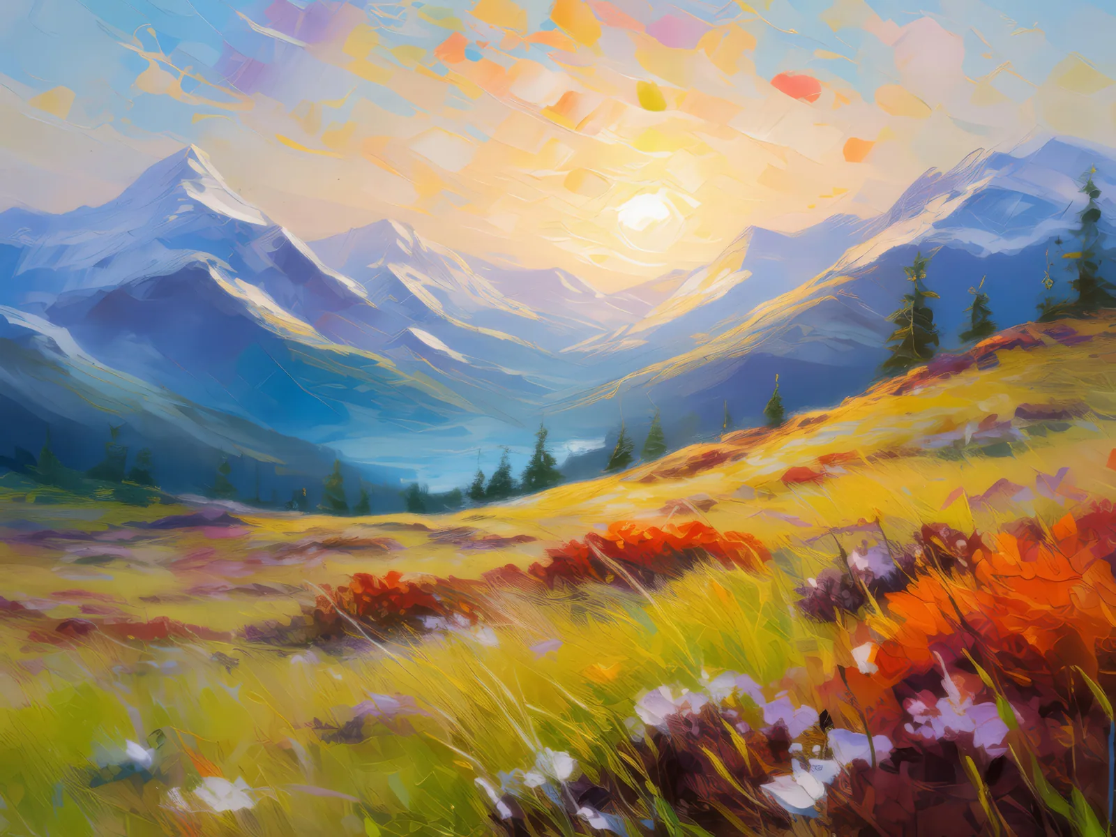 Morning Light in Tundra, a palette-knife oil landscape by Emma Mickelberg