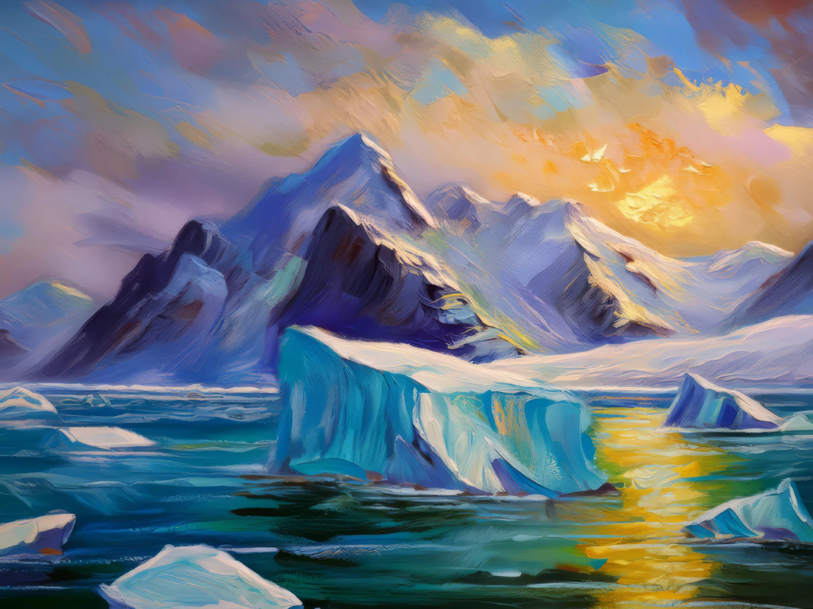 Mountain Ice Shelf, a palette-knife oil landscape by Emma Mickelberg