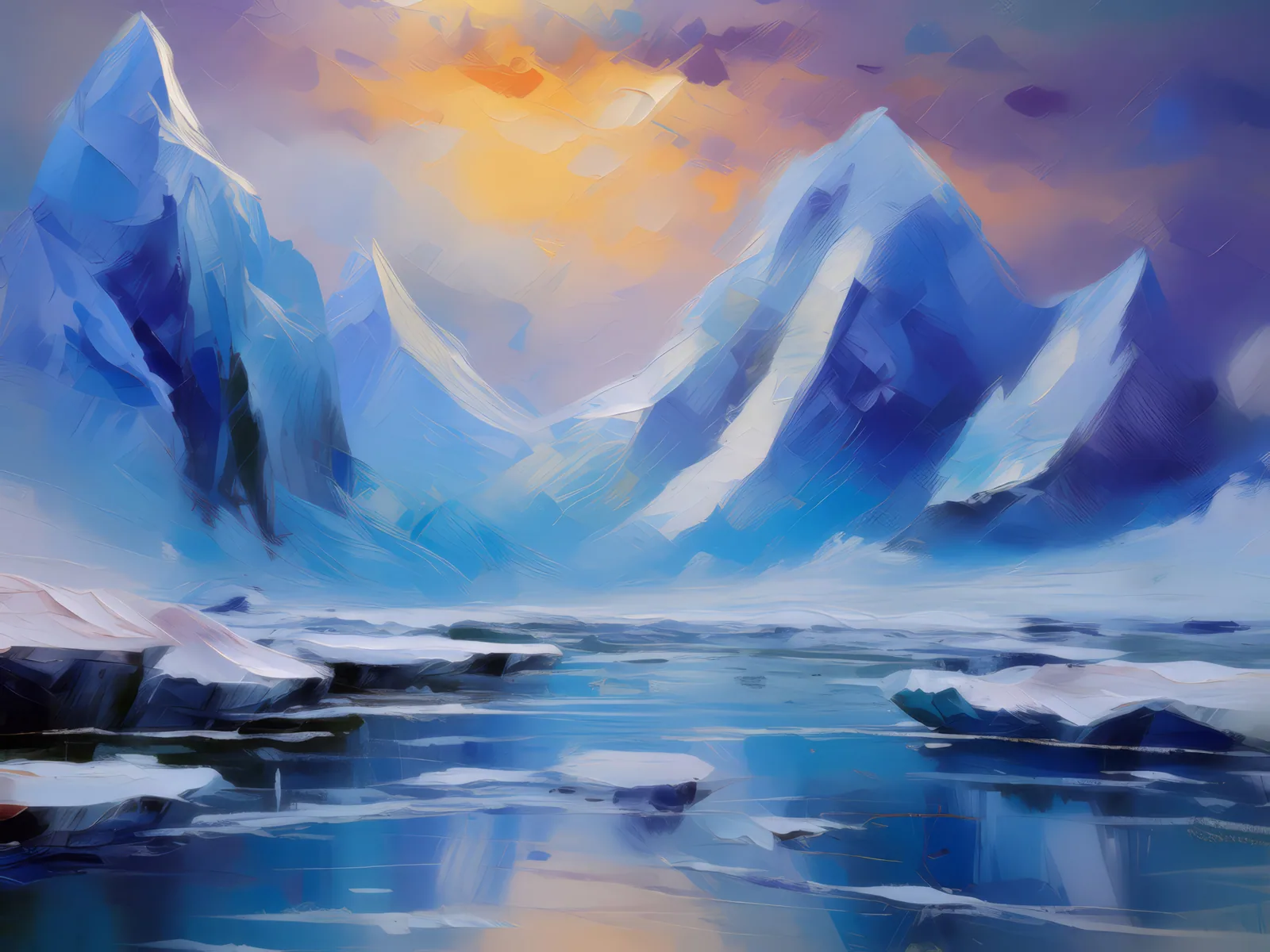 Mysterious Arctic Desert Fog, a palette-knife oil landscape by Emma Mickelberg