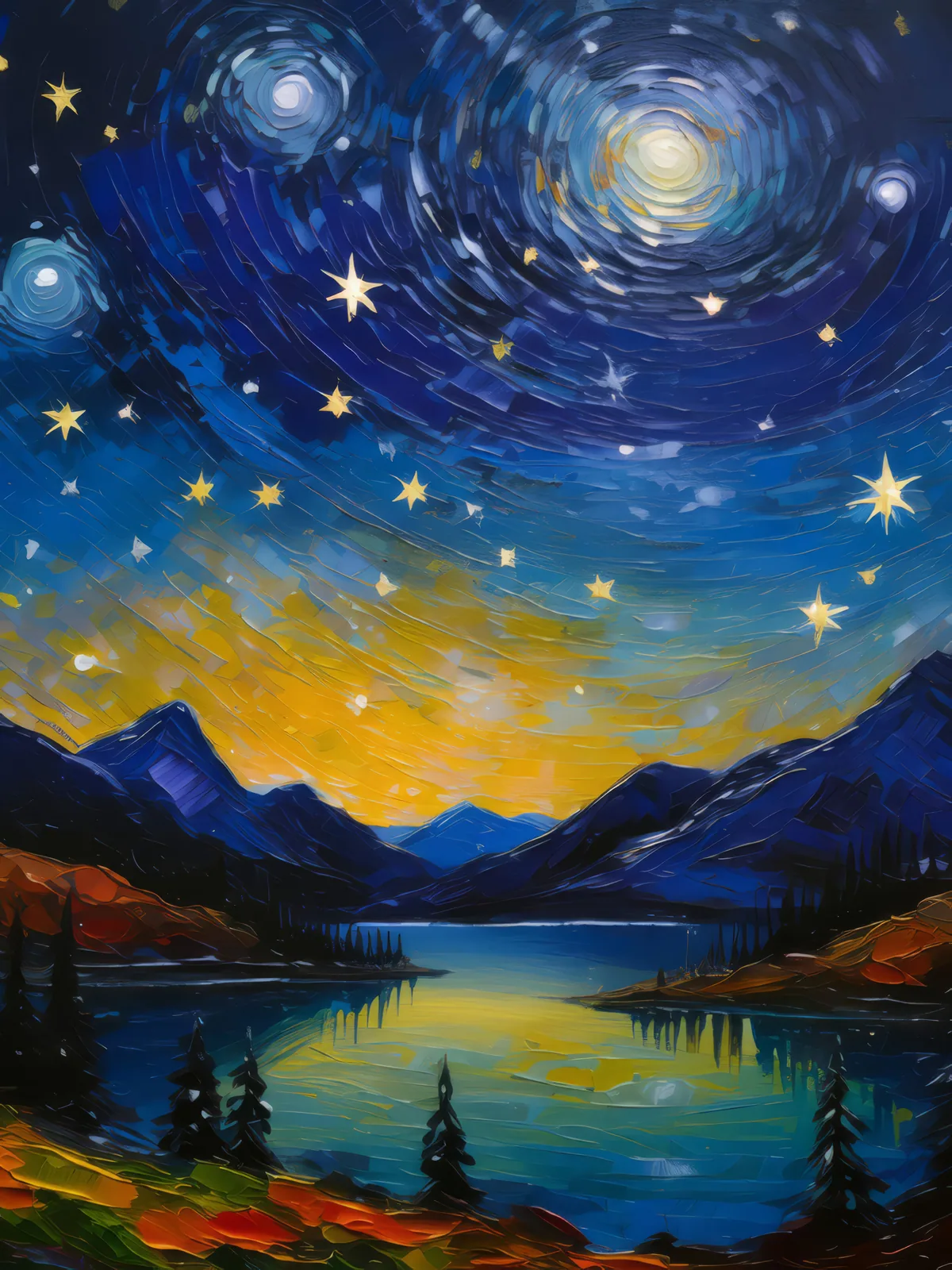 Night Sky Over Alps, a palette-knife oil landscape by Emma Mickelberg