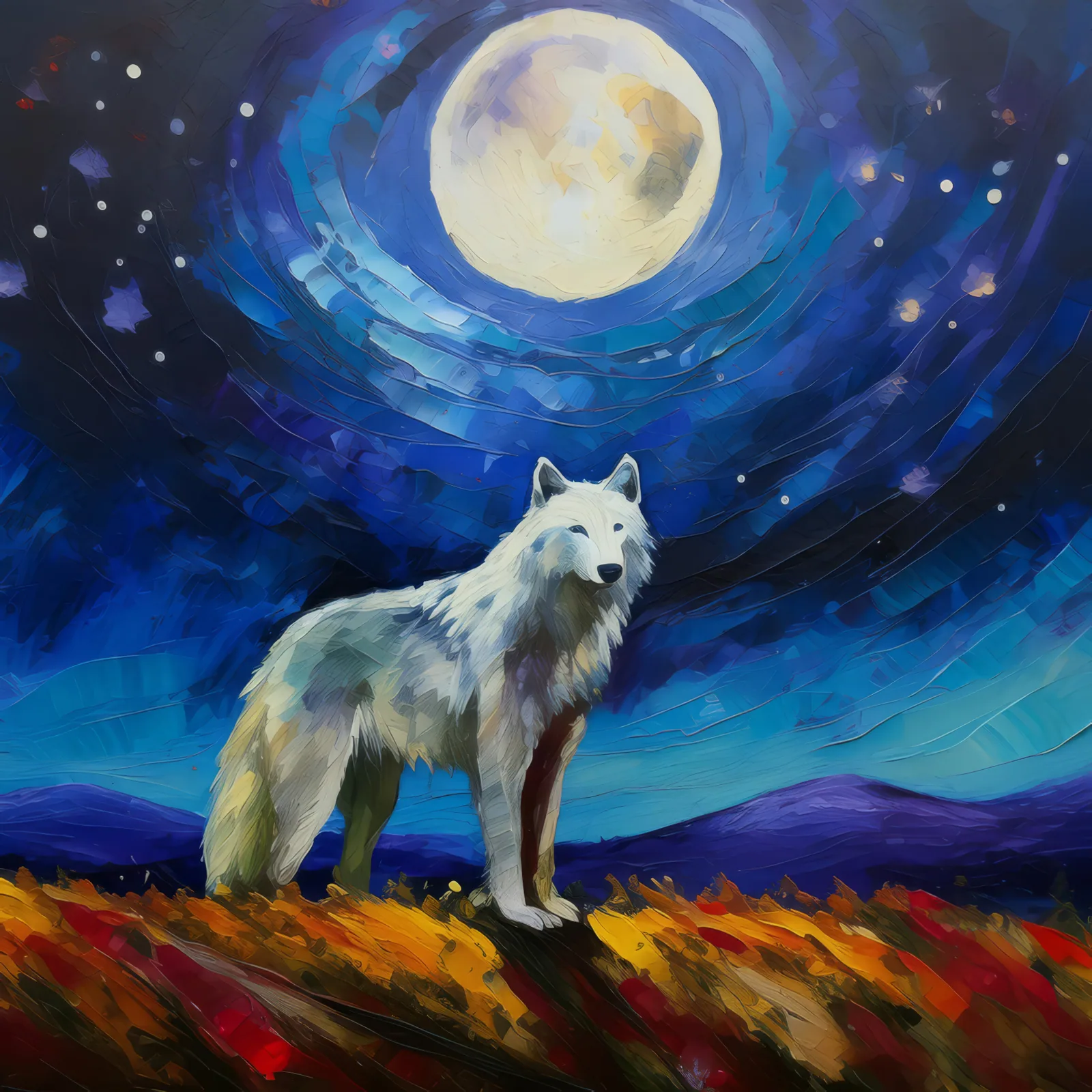 Night Watch Over Tundra, a palette-knife oil landscape by Emma Mickelberg