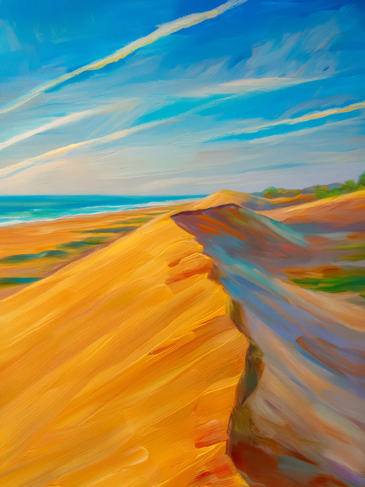 Ocean Desert Sand Dunes, a palette-knife oil landscape by Emma Mickelberg