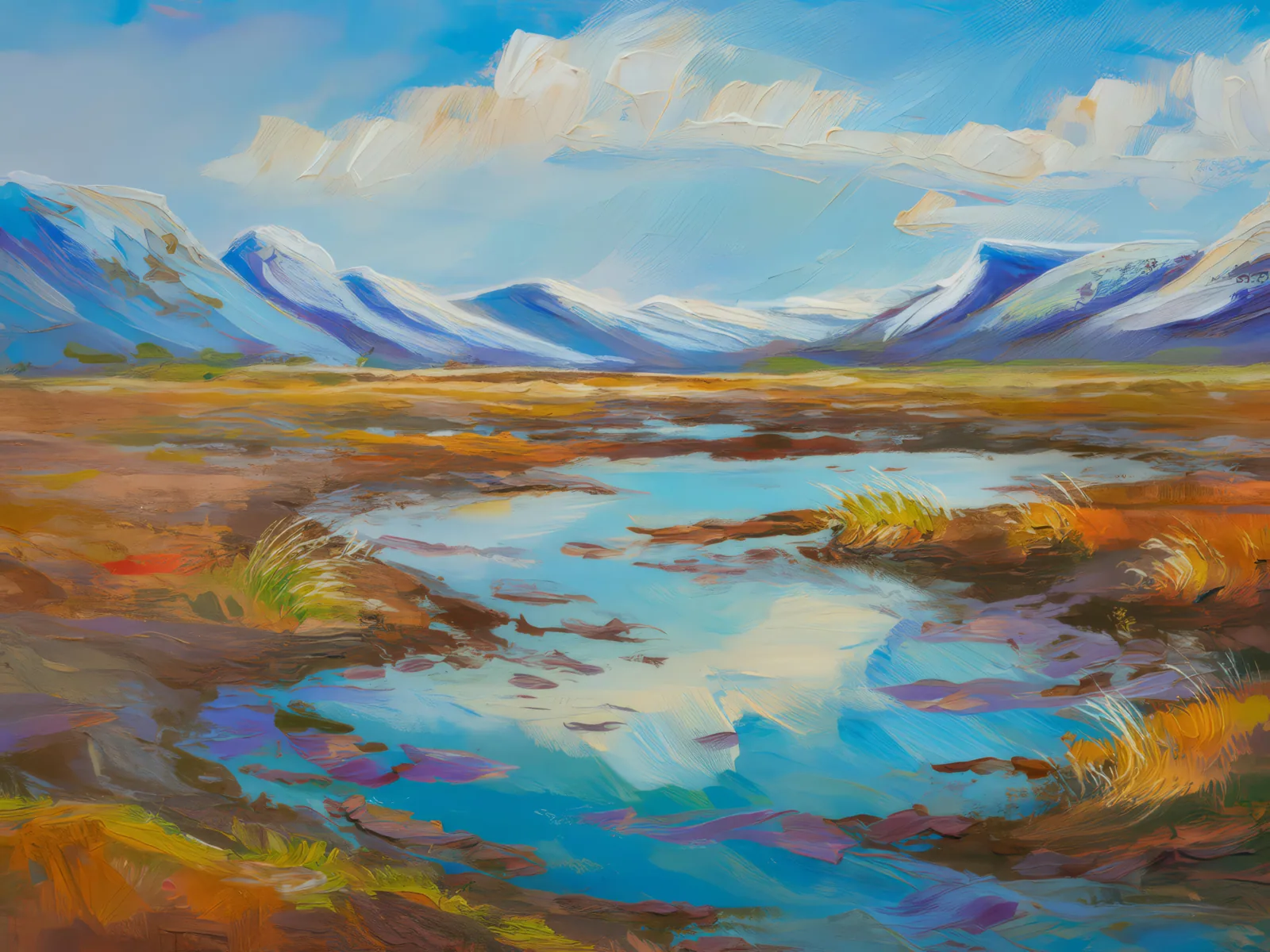 Permafrost Thawing Effects, a palette-knife oil landscape by Emma Mickelberg