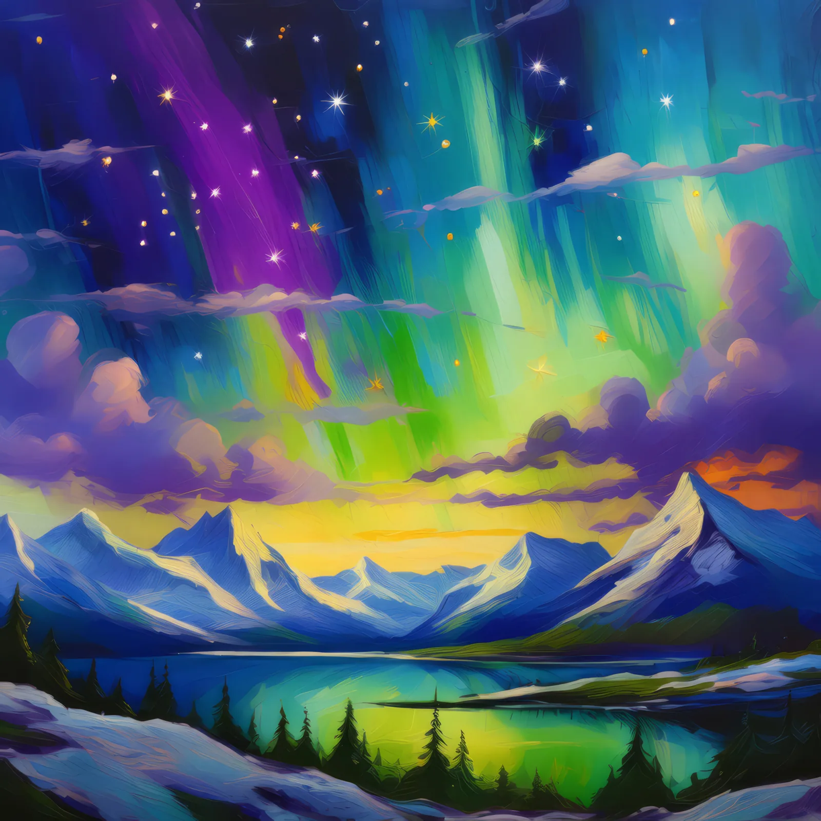 Plateau Aurora Australis, a palette-knife oil landscape by Emma Mickelberg