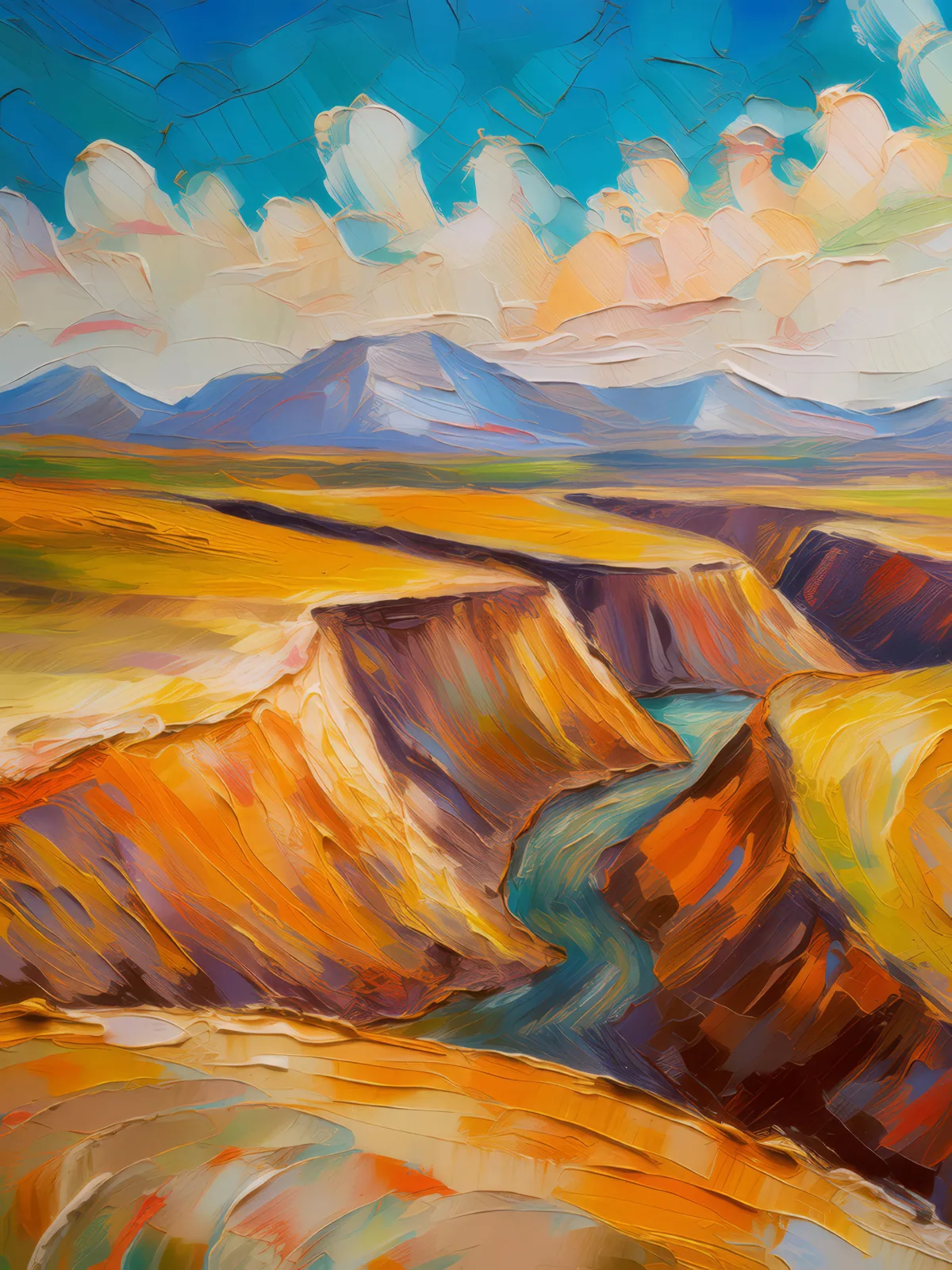 Plateau Bajada Alluvial Fan, a palette-knife oil landscape by Emma Mickelberg