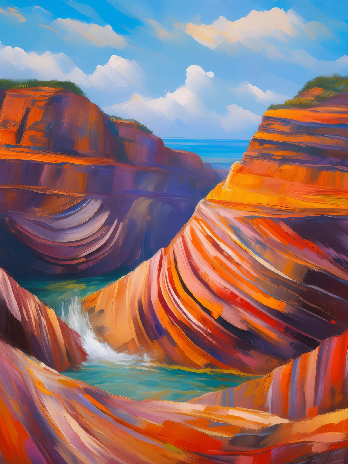 Plateau Banded Iron Formation, a palette-knife oil landscape by Emma Mickelberg