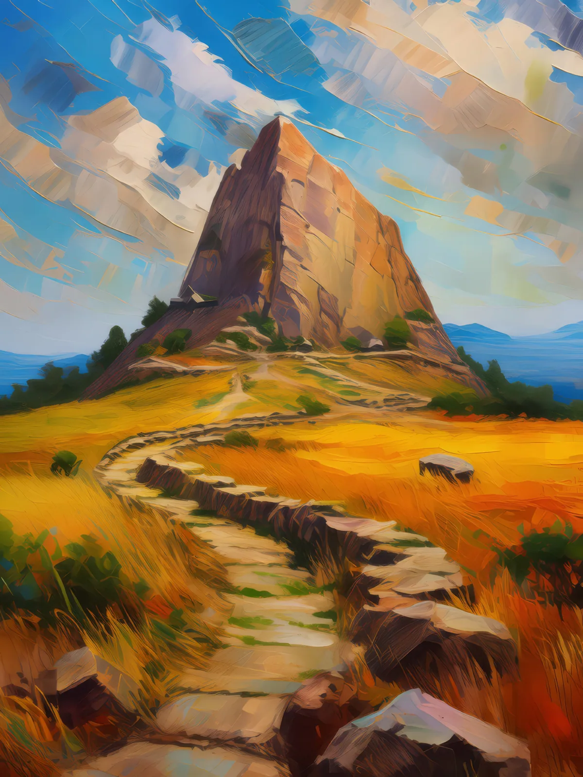Plateau Geoglyph Mystery, a palette-knife oil landscape by Emma Mickelberg