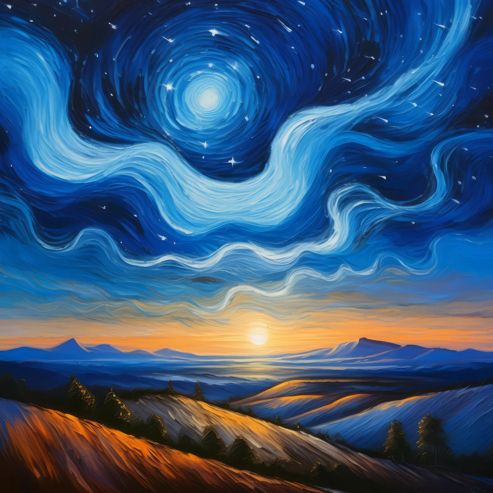 Plateau Noctilucent Clouds, a palette-knife oil landscape by Emma Mickelberg
