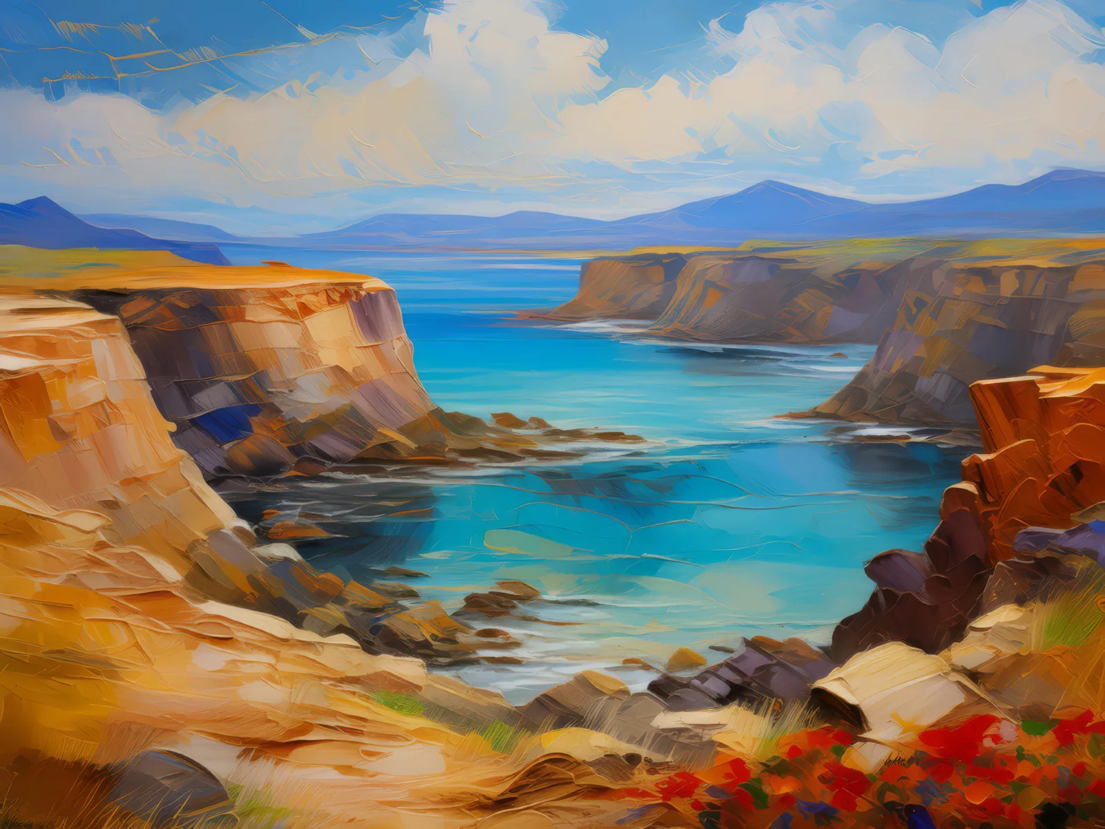Plateau Paleo Seabed, a palette-knife oil landscape by Emma Mickelberg
