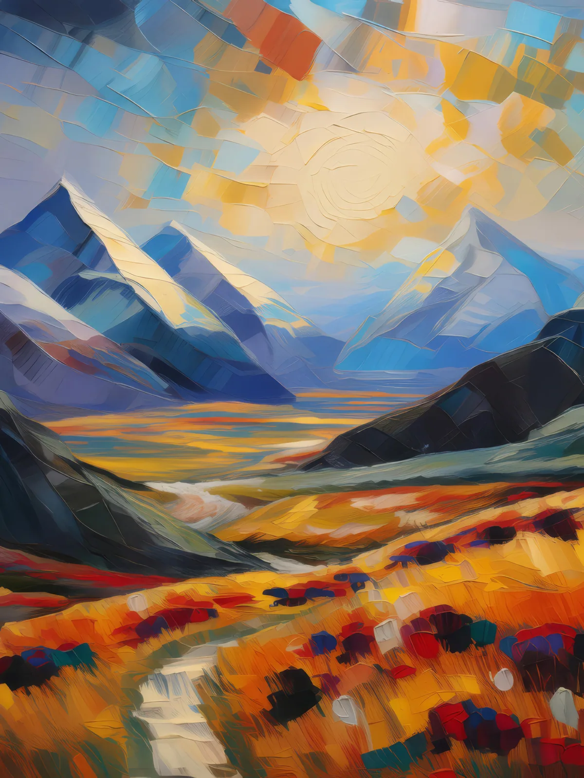 Plateau Polygonal Tundra, a palette-knife oil landscape by Emma Mickelberg