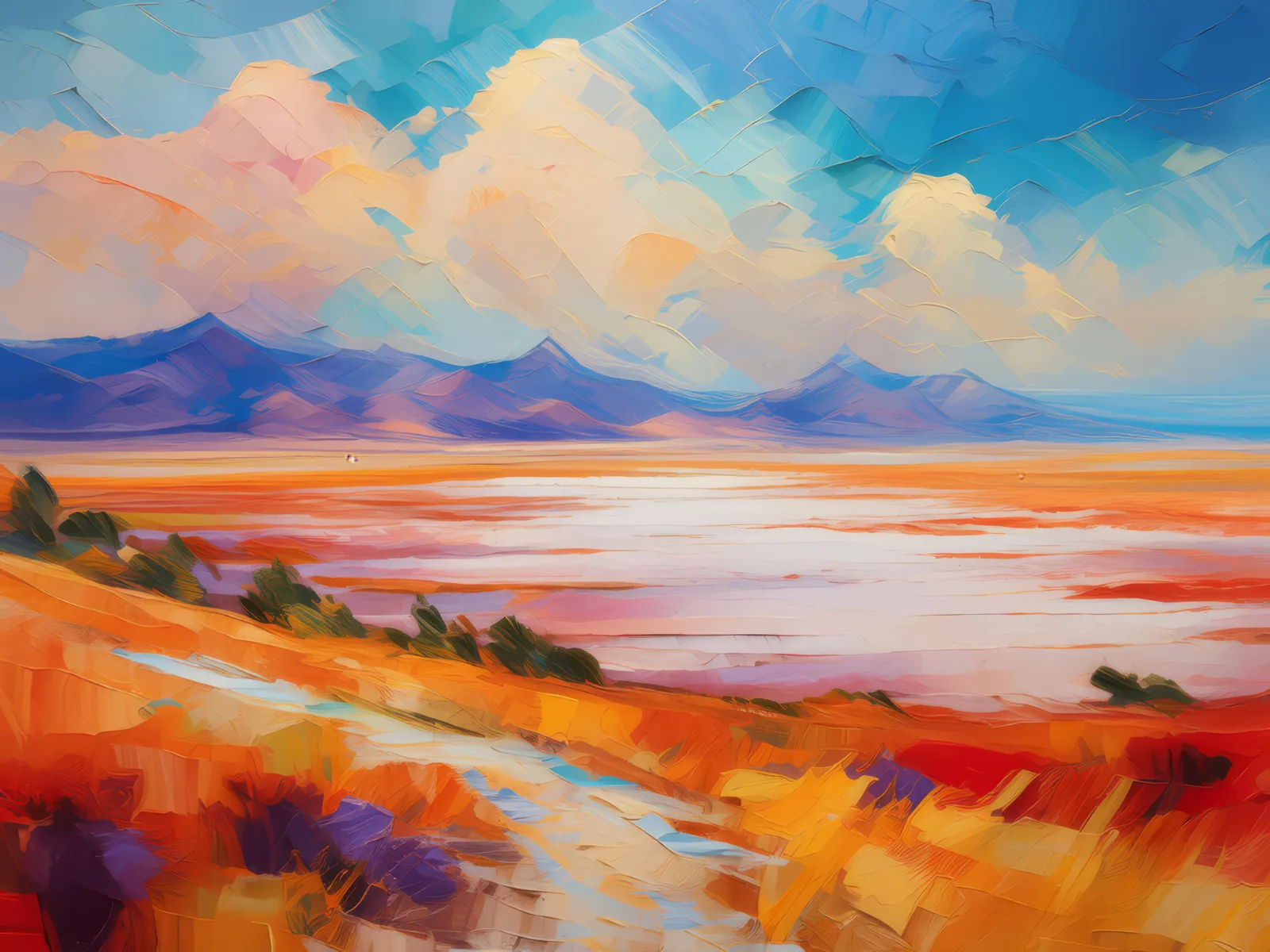 Plateau Salt Flats, a palette-knife oil landscape by Emma Mickelberg