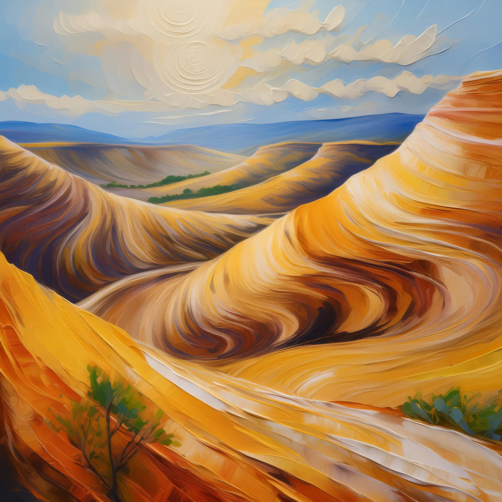 Plateau Sandstone Wave Formation, a palette-knife oil landscape by Emma Mickelberg