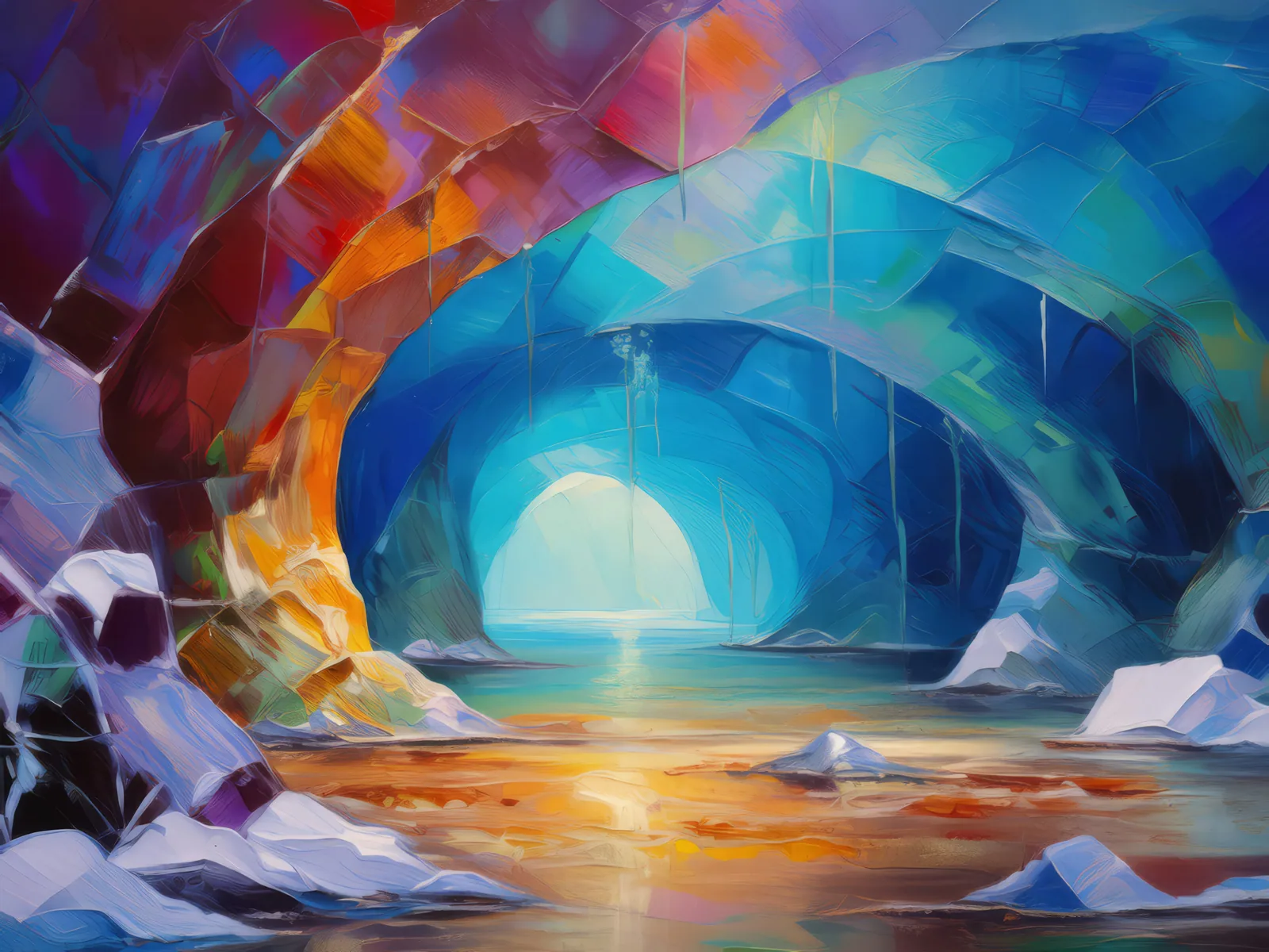 Polar Desert Caverns, a palette-knife oil landscape by Emma Mickelberg