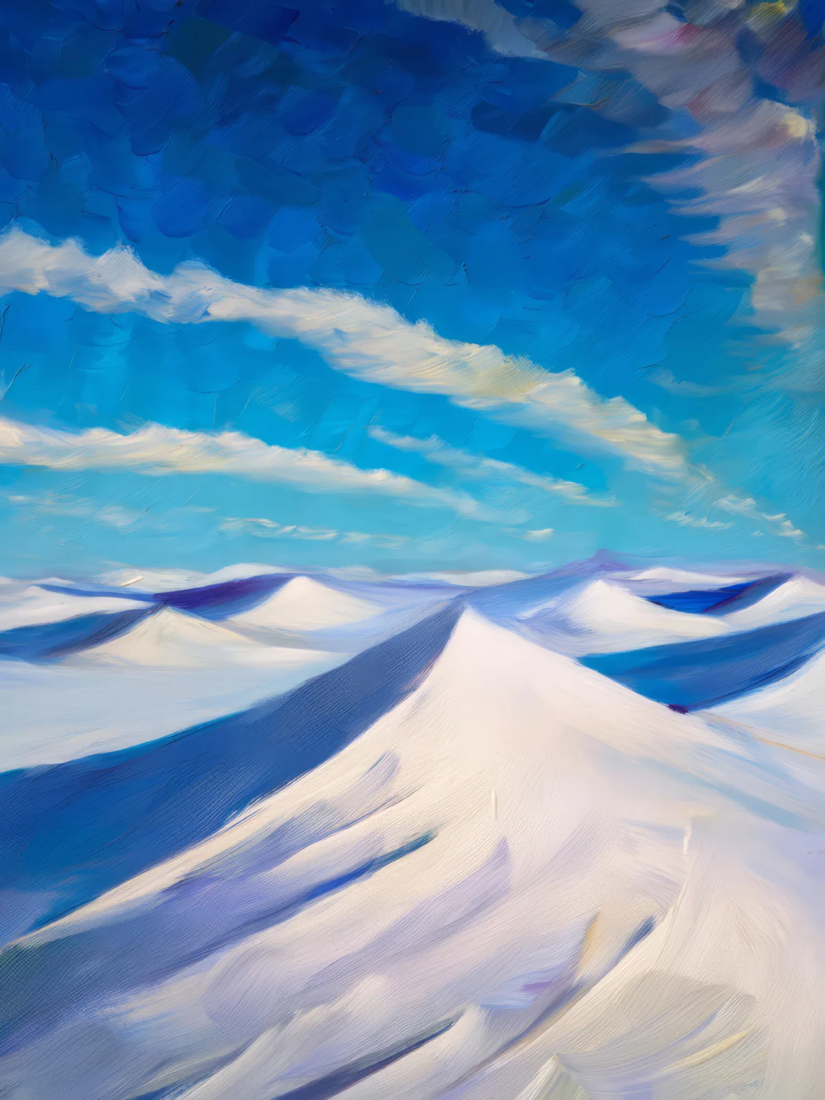 Polar Desert Dunes, a palette-knife oil landscape by Emma Mickelberg