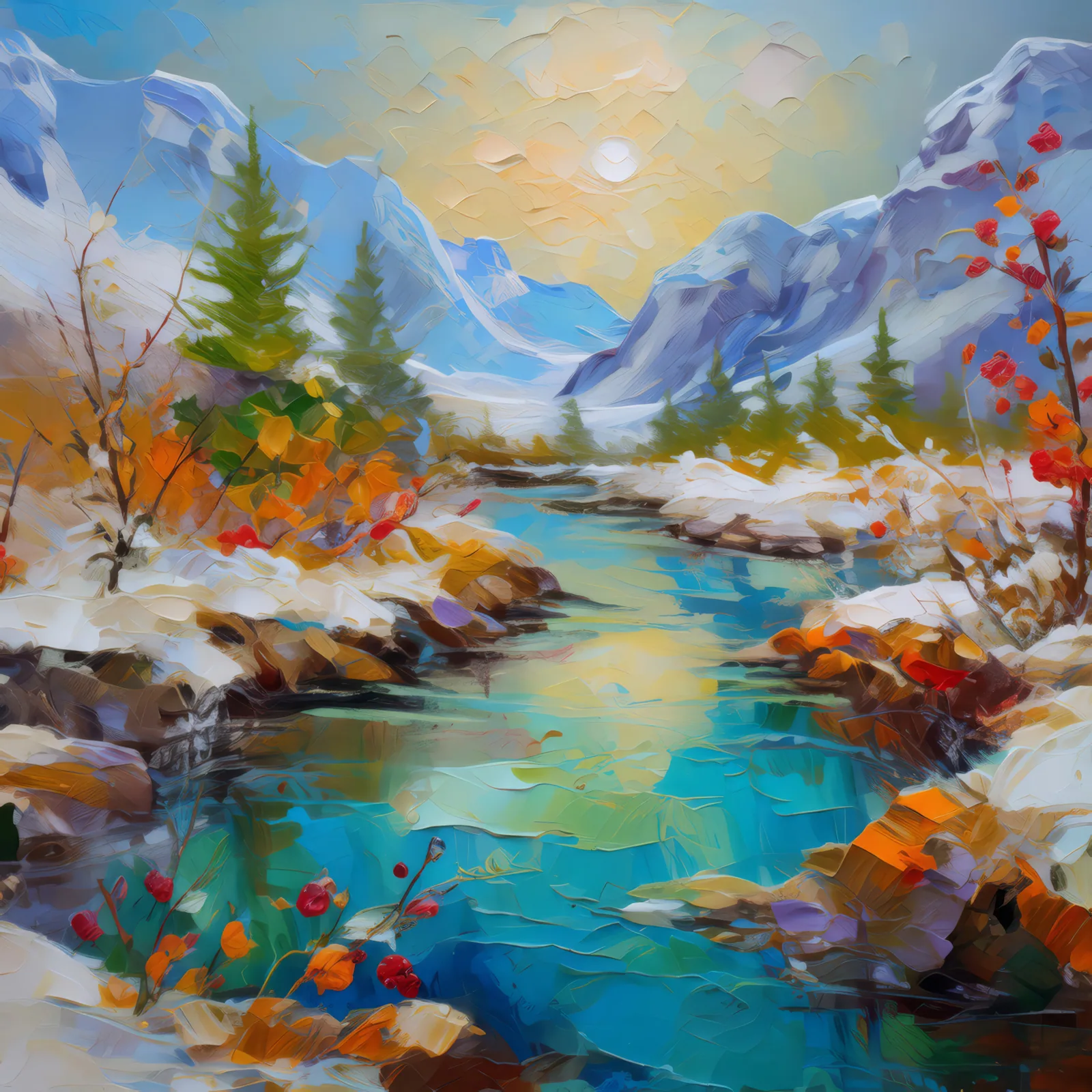 Polar Desert Oasis, a palette-knife oil landscape by Emma Mickelberg