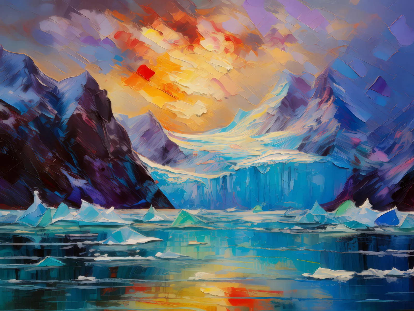 Polar Glacier Wall, a palette-knife oil landscape by Emma Mickelberg