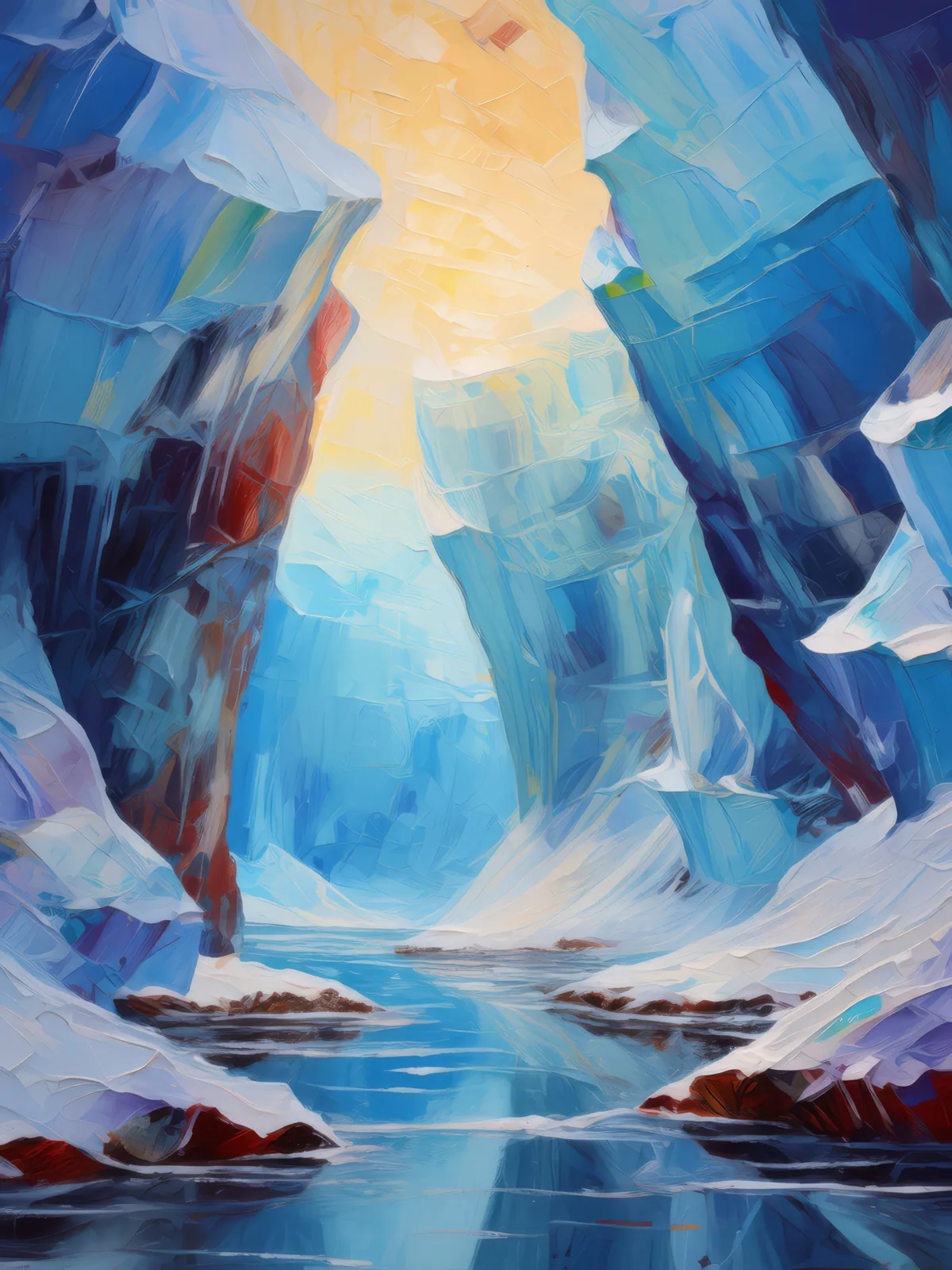 Polar Ice Caverns, a palette-knife oil landscape by Emma Mickelberg