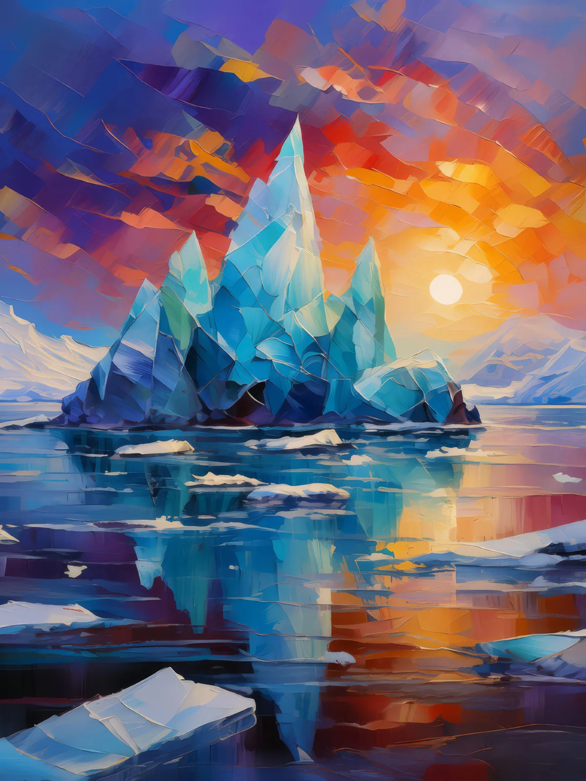 Polar Ice Crystals, a palette-knife oil landscape by Emma Mickelberg