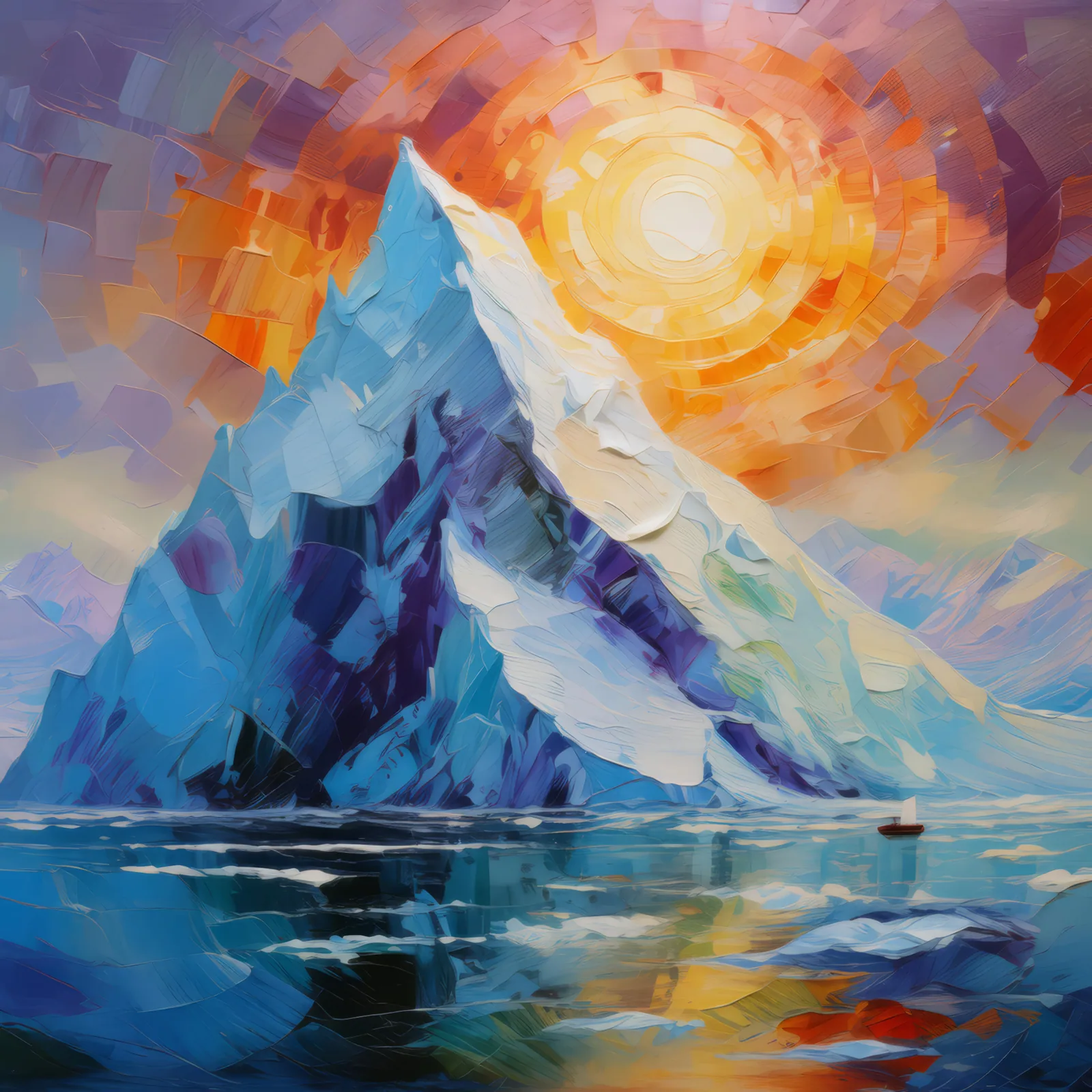Polar Ice Ridge, a palette-knife oil landscape by Emma Mickelberg