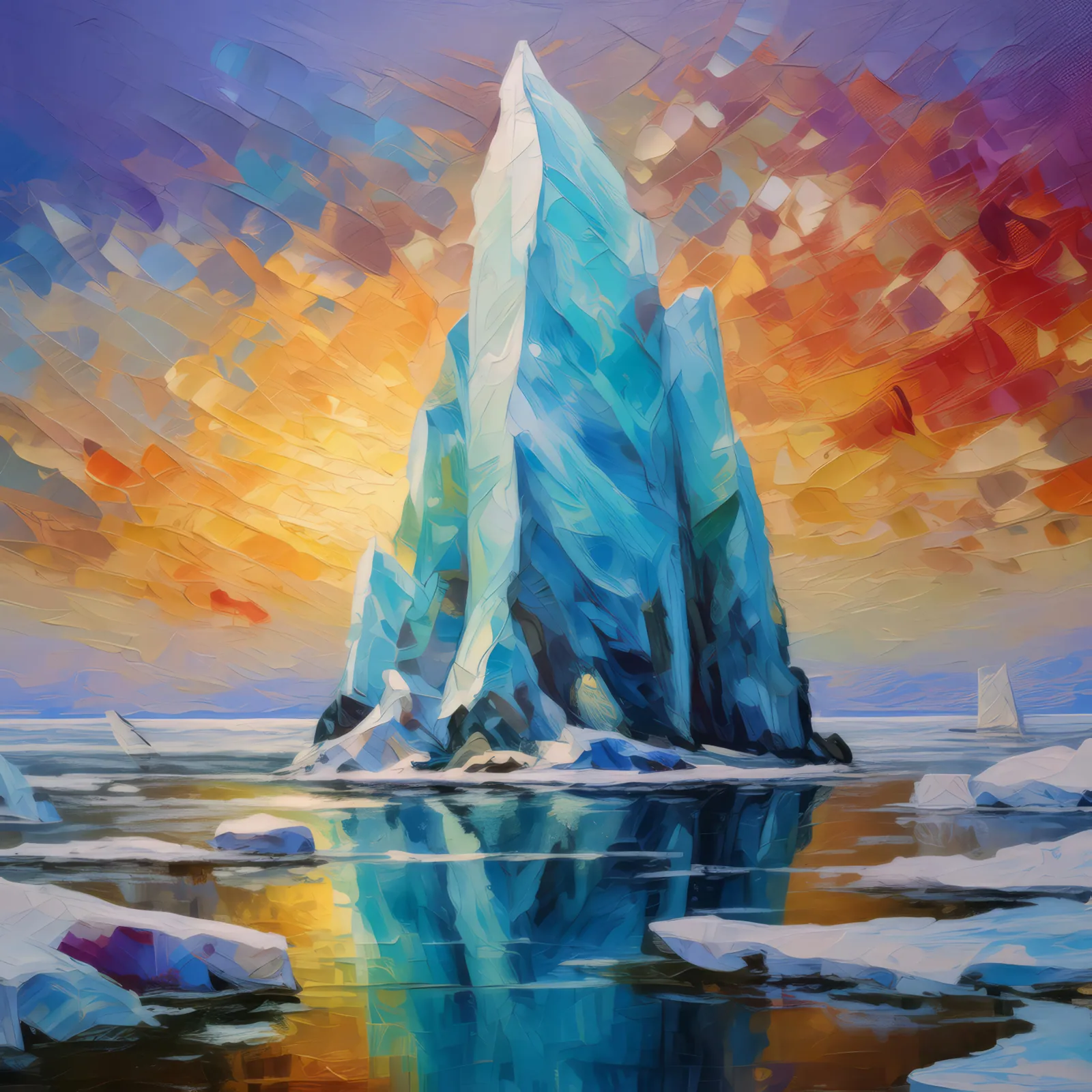 Polar Ice Sculpture, a palette-knife oil landscape by Emma Mickelberg