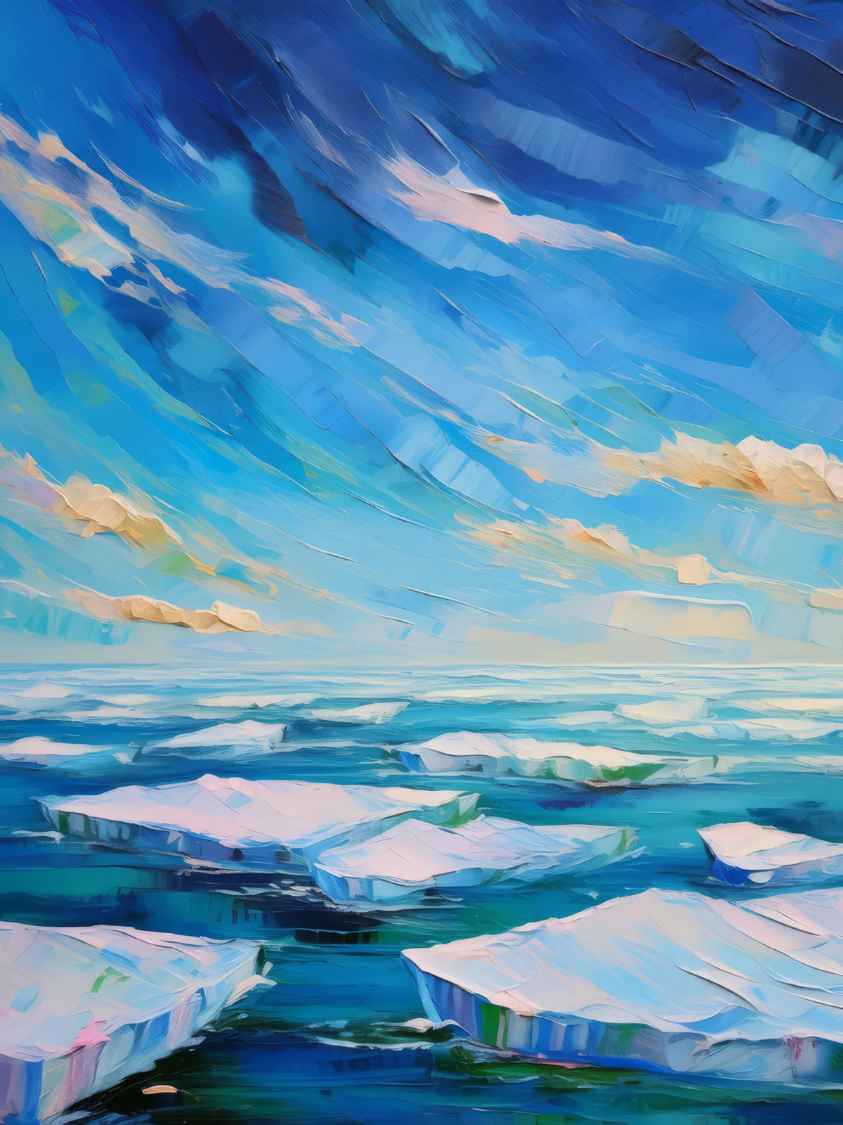 Polar Ice Sheet, a palette-knife oil landscape by Emma Mickelberg