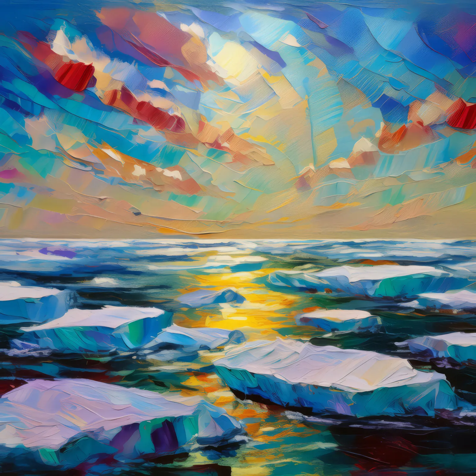 Polar Icefield, a palette-knife oil landscape by Emma Mickelberg