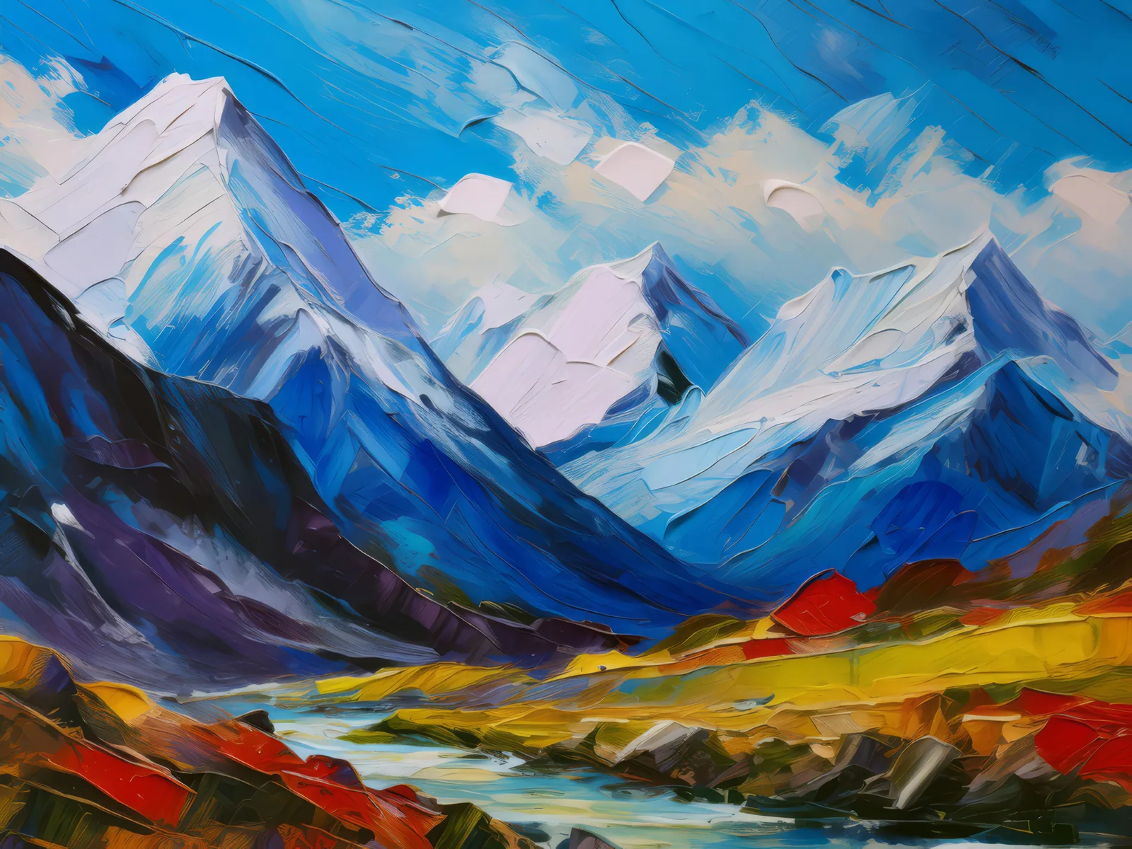 Polar Mountain Range, a palette-knife oil landscape by Emma Mickelberg
