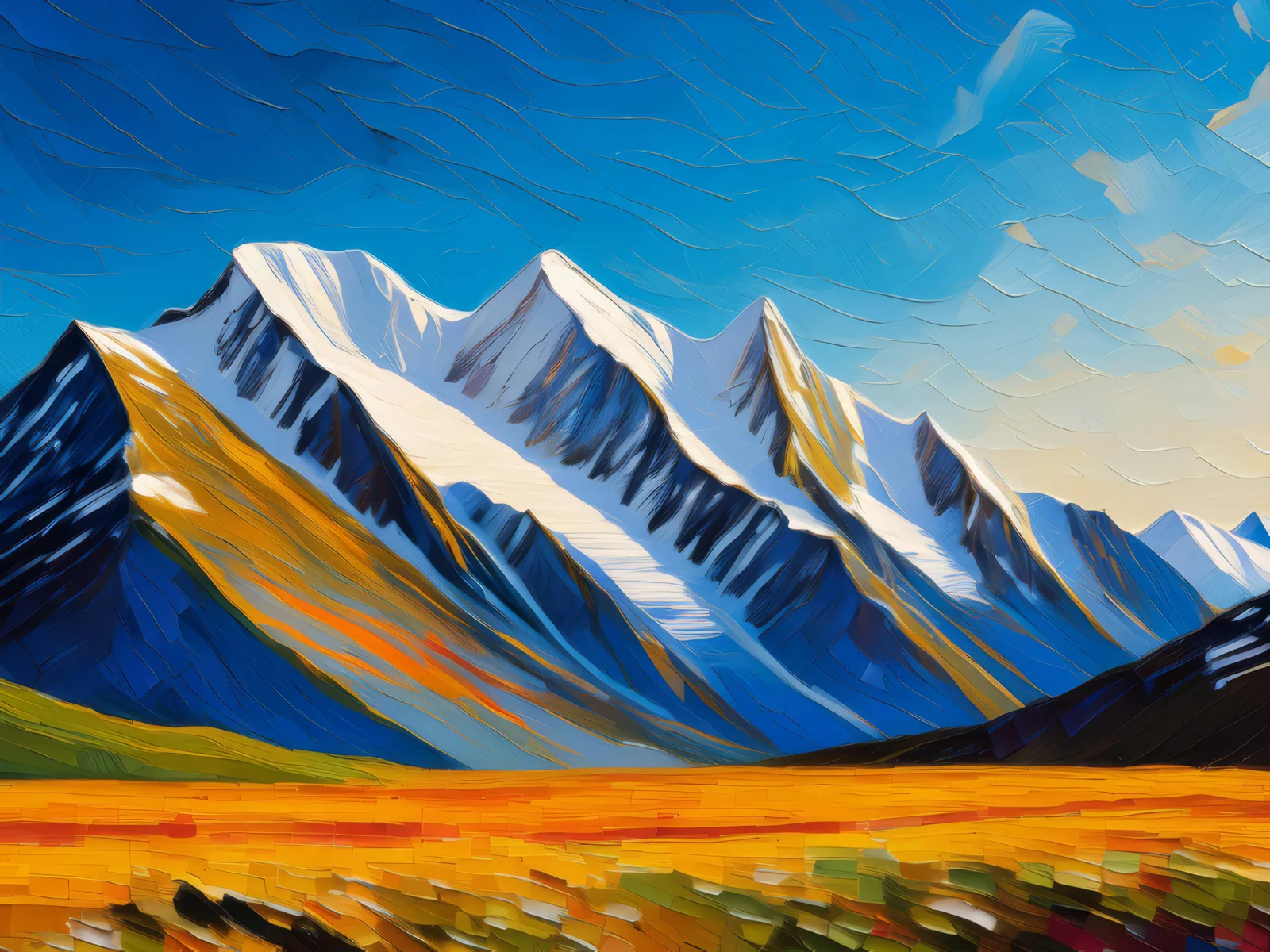 Polar Mountain Ridge, a palette-knife oil landscape by Emma Mickelberg