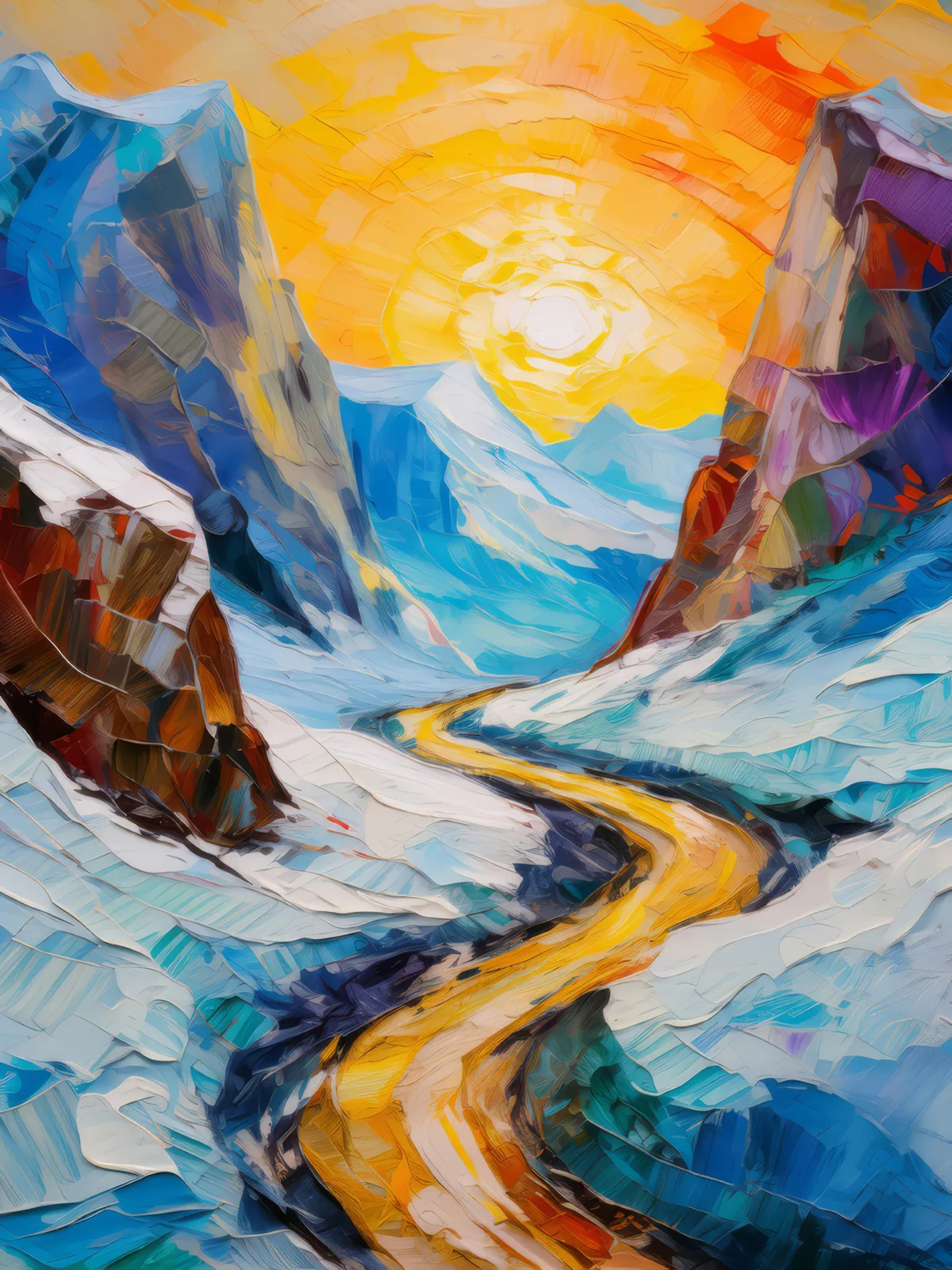 Polar Mountain Trail, a palette-knife oil landscape by Emma Mickelberg