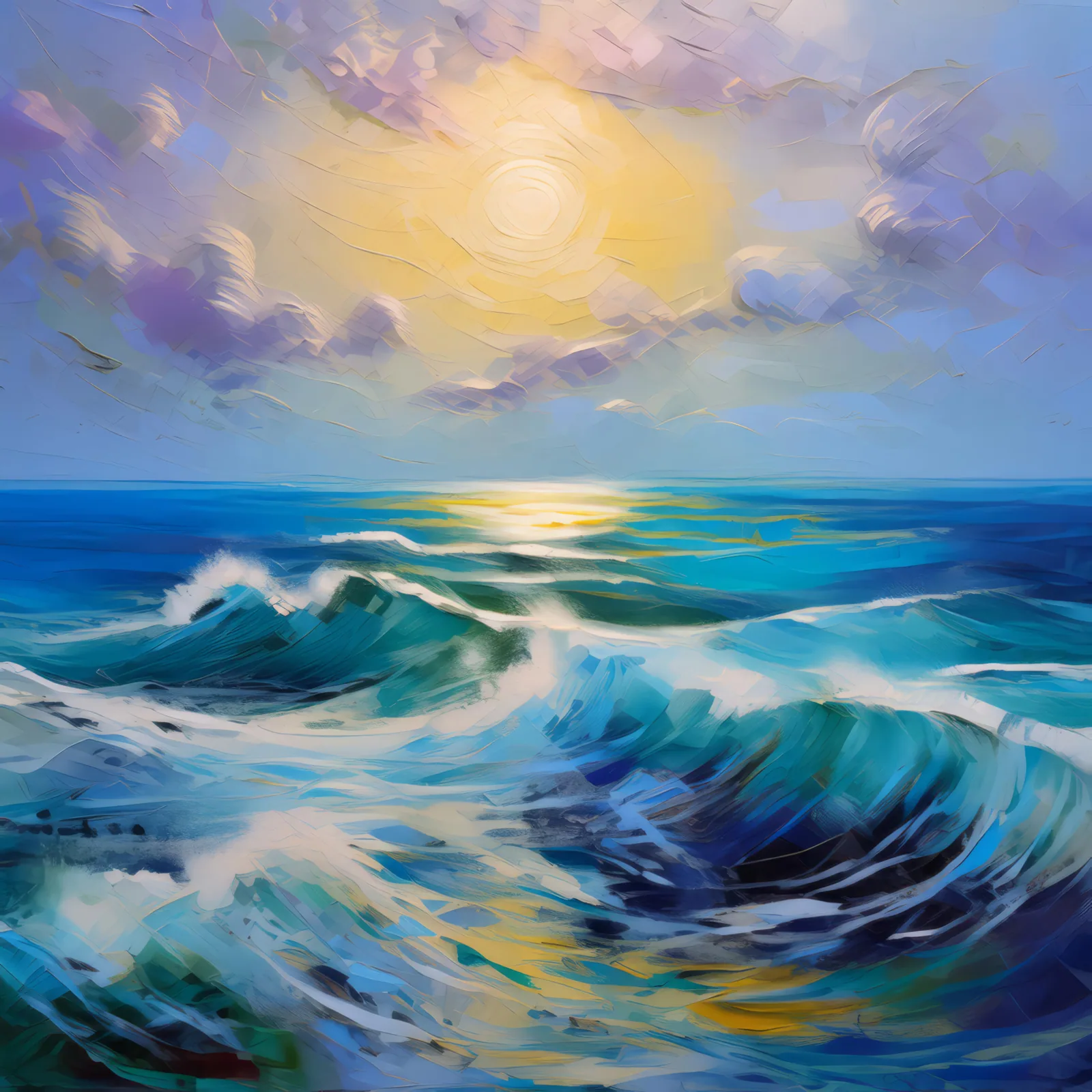 Polar Ocean Serenity, a palette-knife oil landscape by Emma Mickelberg