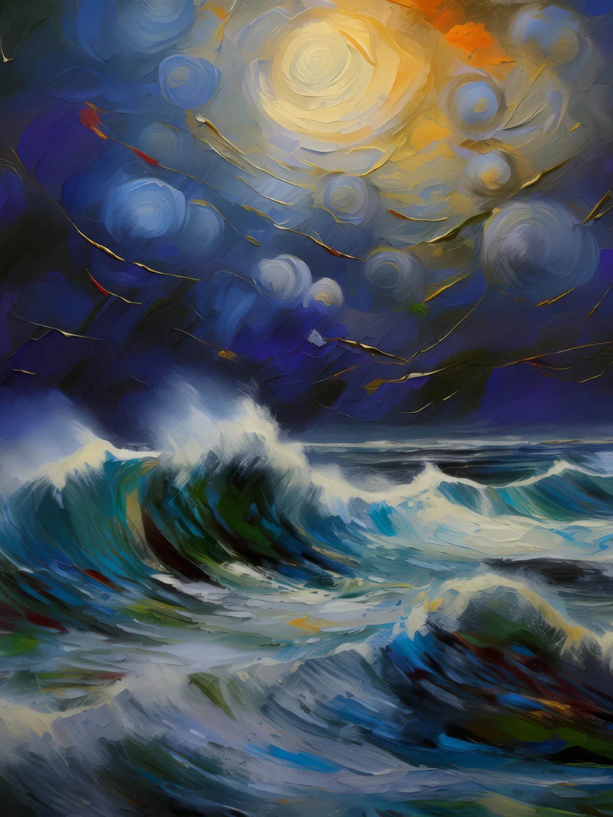 Polar Stormy Seas, a palette-knife oil landscape by Emma Mickelberg