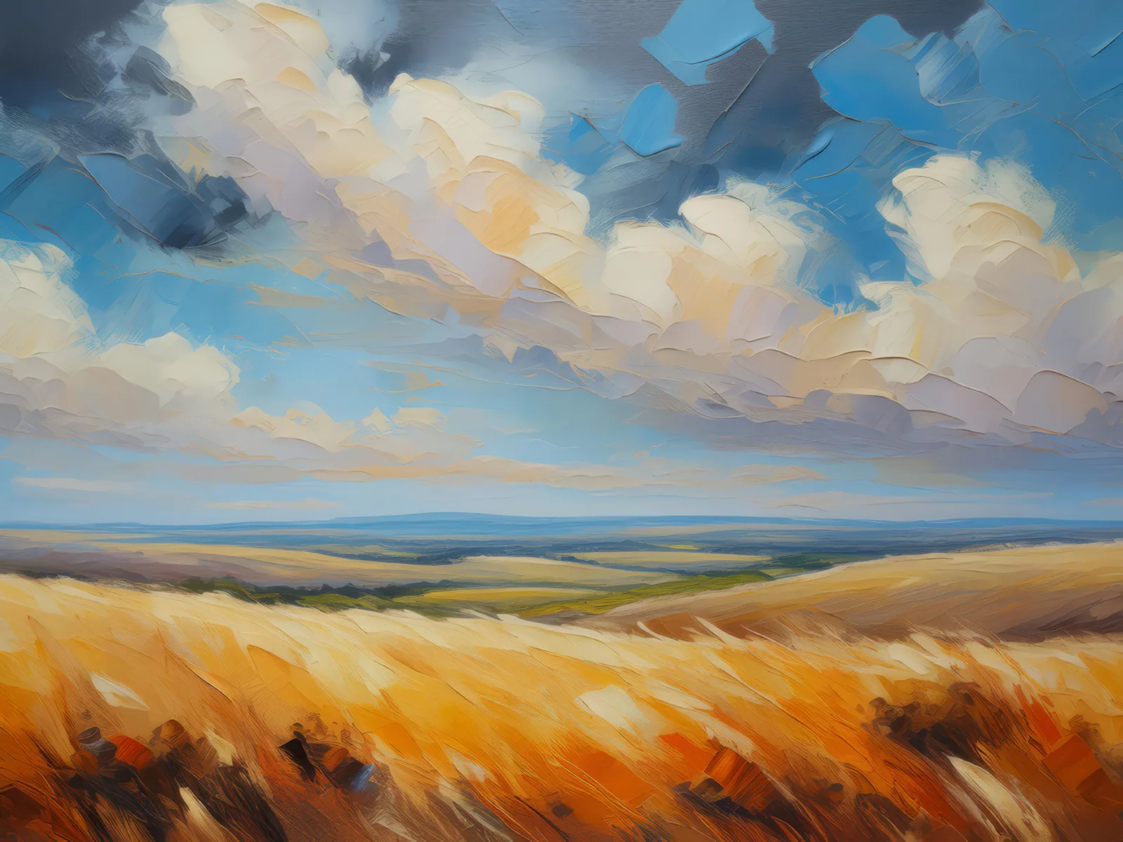 Prairie Sky, a palette-knife oil landscape by Emma Mickelberg