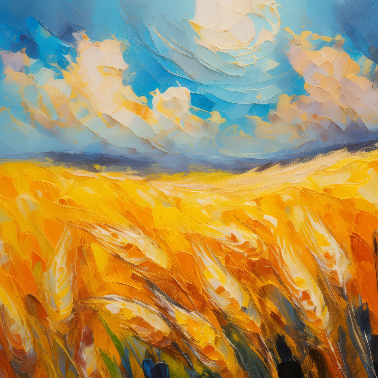 Prairie Wheat Field, a palette-knife oil landscape by Emma Mickelberg