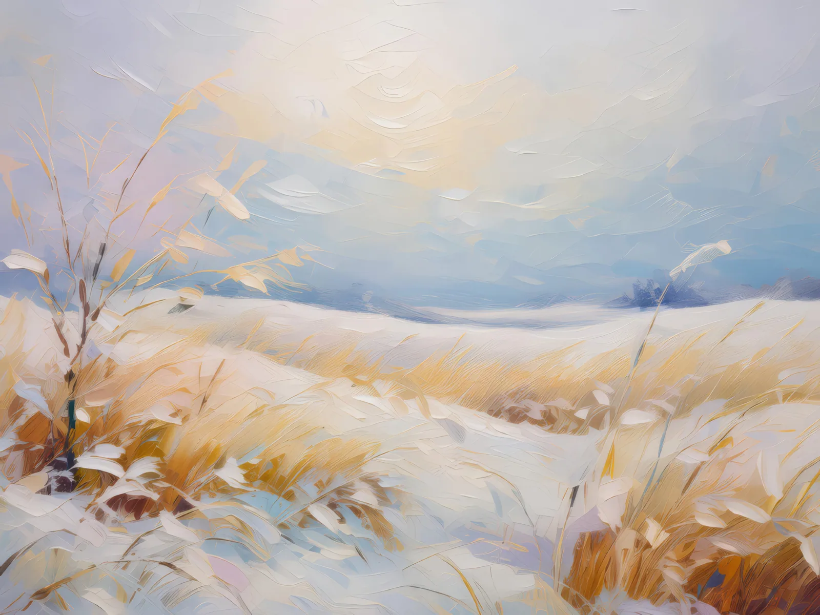 Prairie Winter Scene, a palette-knife oil landscape by Emma Mickelberg