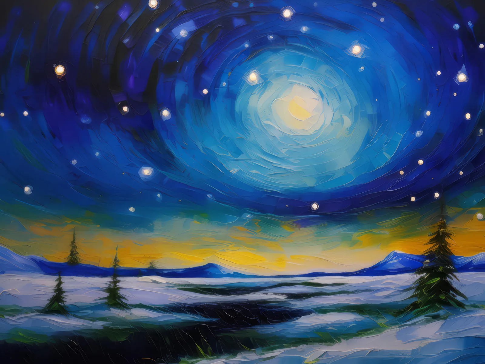 Quietude of the Far North, a palette-knife oil landscape by Emma Mickelberg
