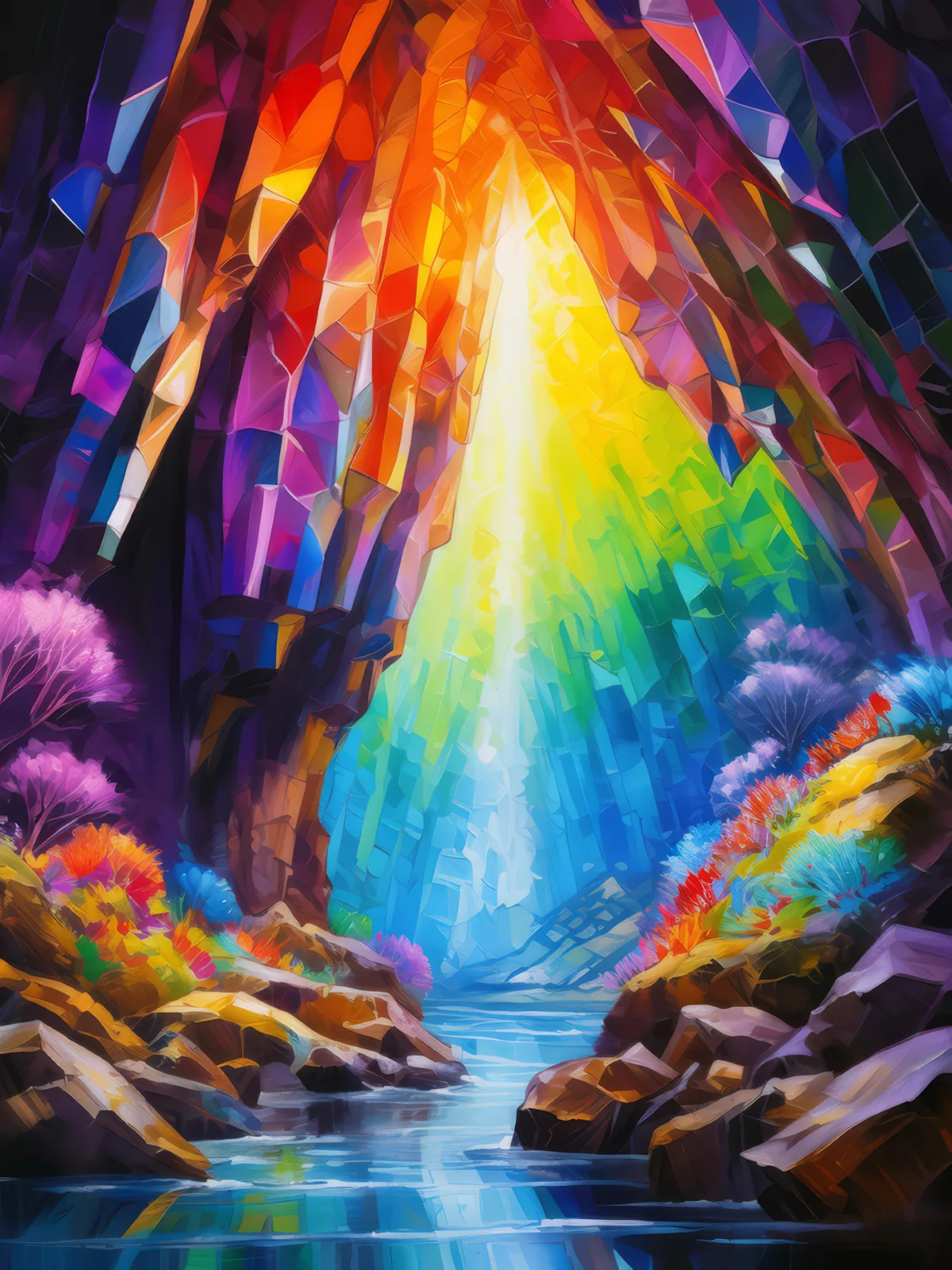 Rainbow Cave Grotto, a palette-knife oil landscape by Emma Mickelberg