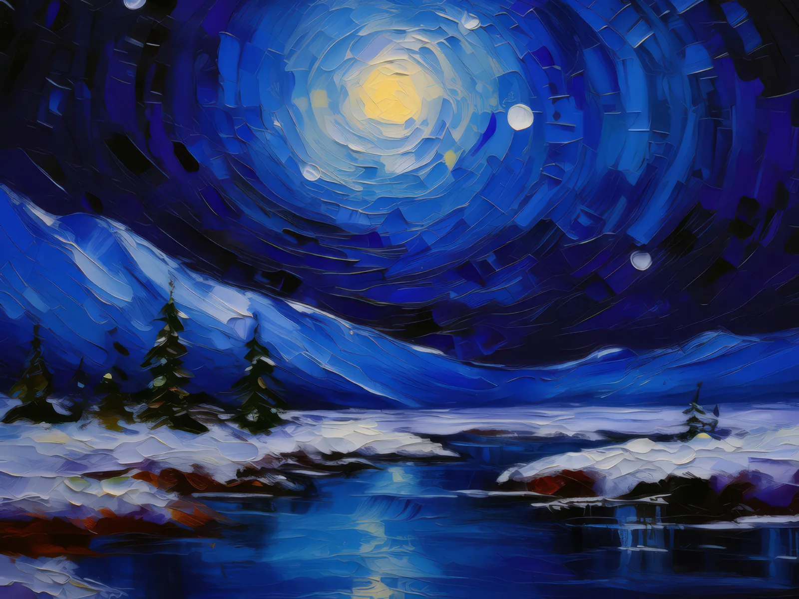 Realm of the Polar Night, a palette-knife oil landscape by Emma Mickelberg