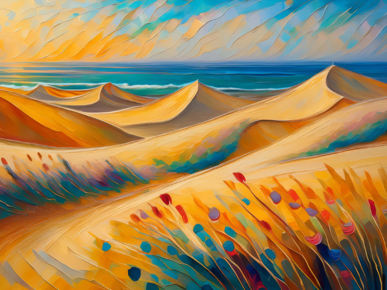 Rippling Sand Patterns, a palette-knife oil landscape by Emma Mickelberg