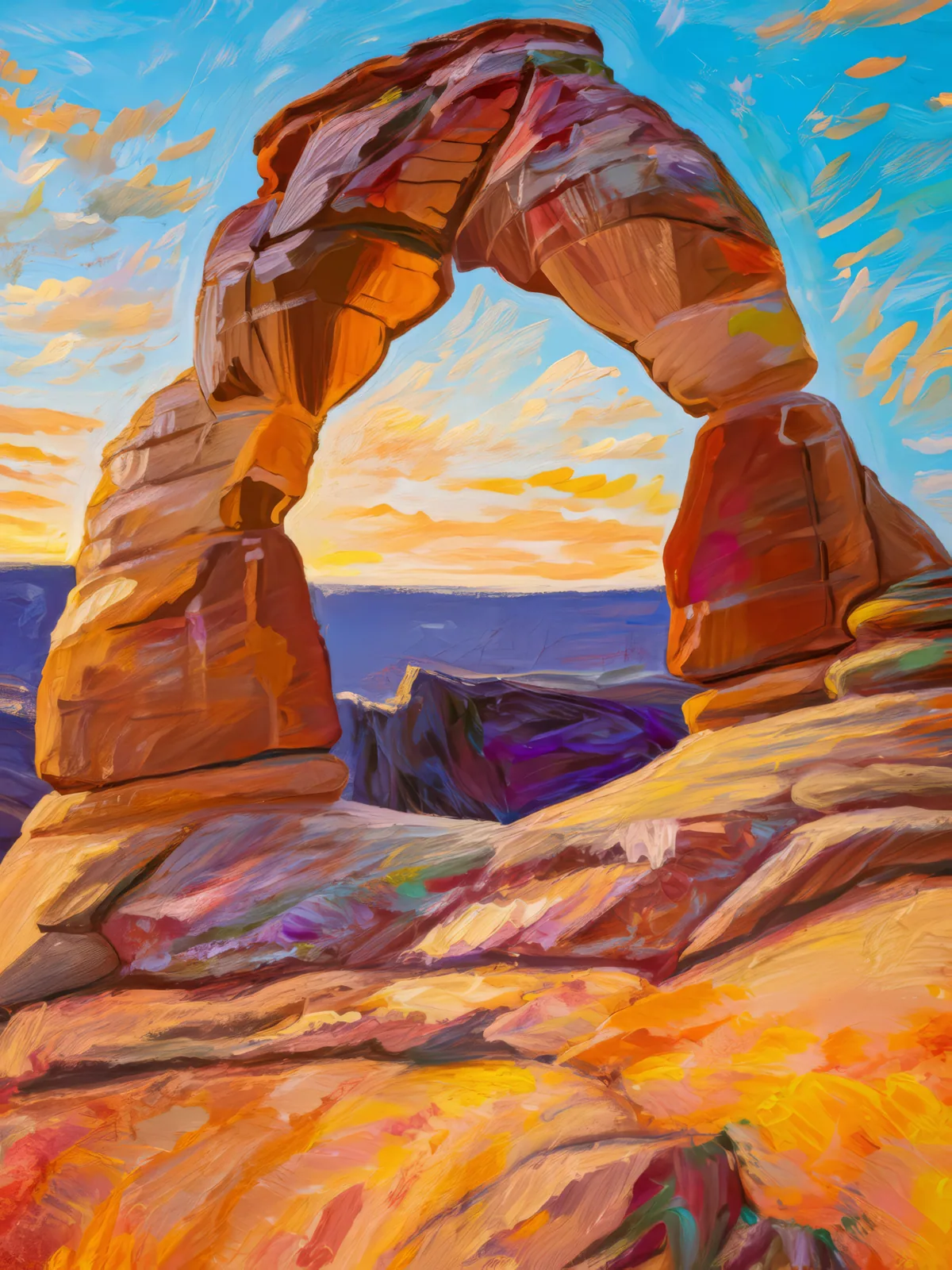 Rock Formation Arch, a palette-knife oil landscape by Emma Mickelberg