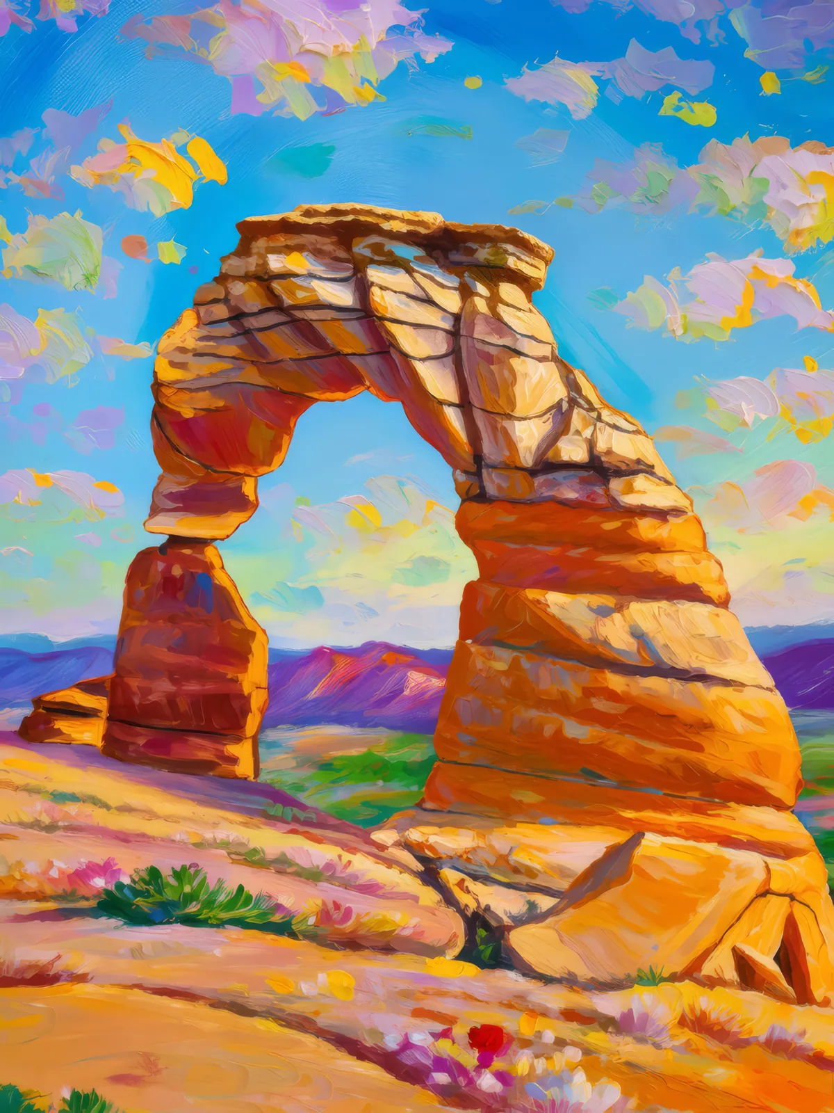 Rock Formation Archway, a palette-knife oil landscape by Emma Mickelberg