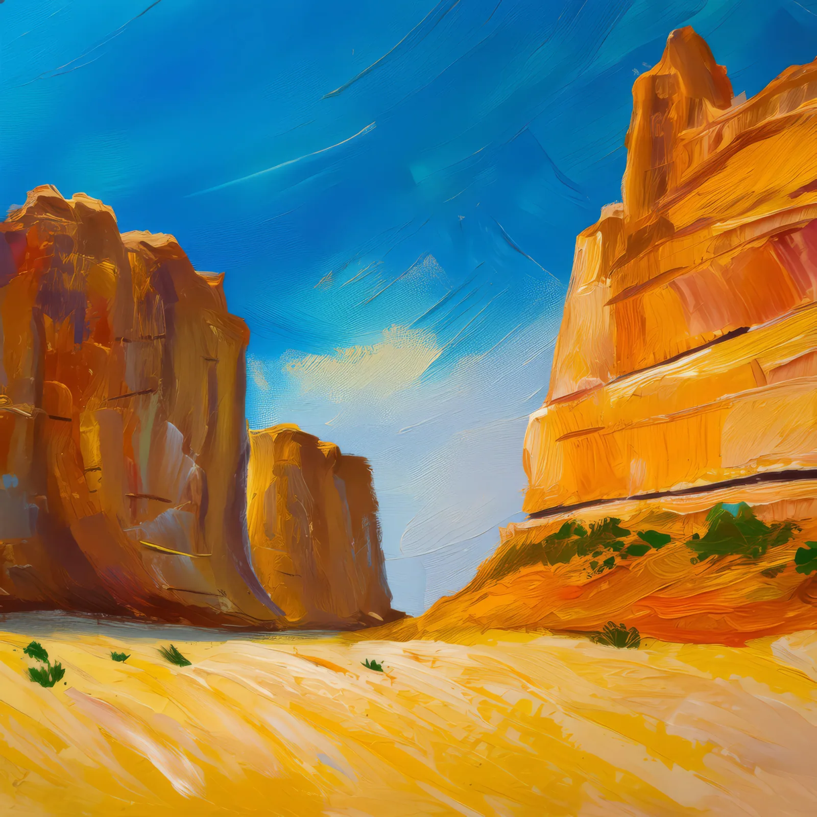 Sandstone Cliffs, a palette-knife oil landscape by Emma Mickelberg