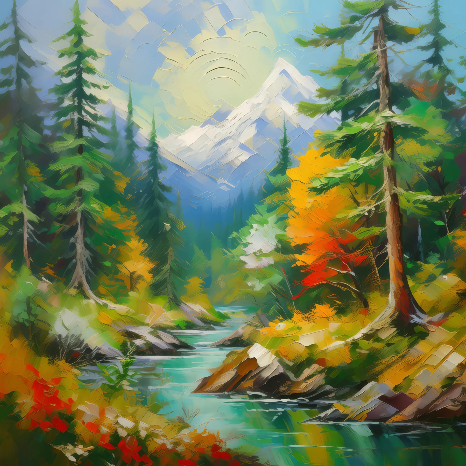 Seasons Change in Boreal Jungle, a palette-knife oil landscape by Emma Mickelberg