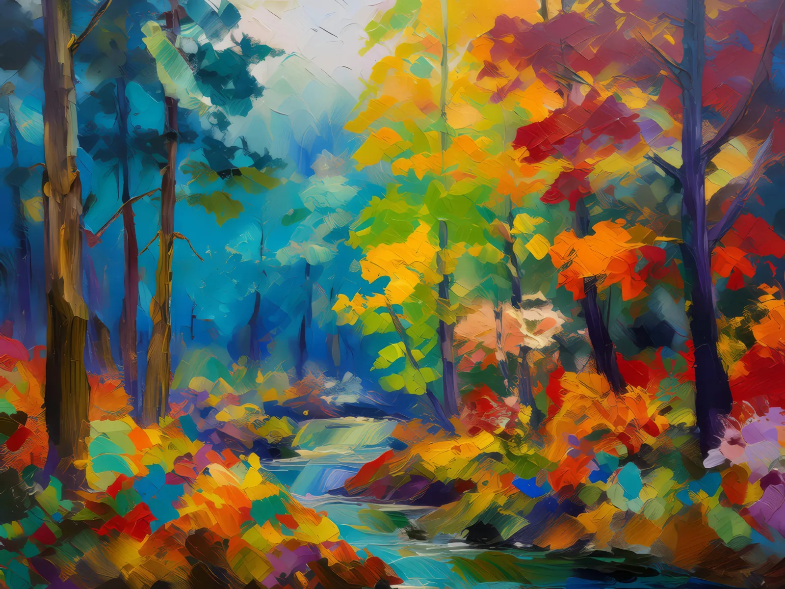 Seasons Change in Forest, a palette-knife oil landscape by Emma Mickelberg