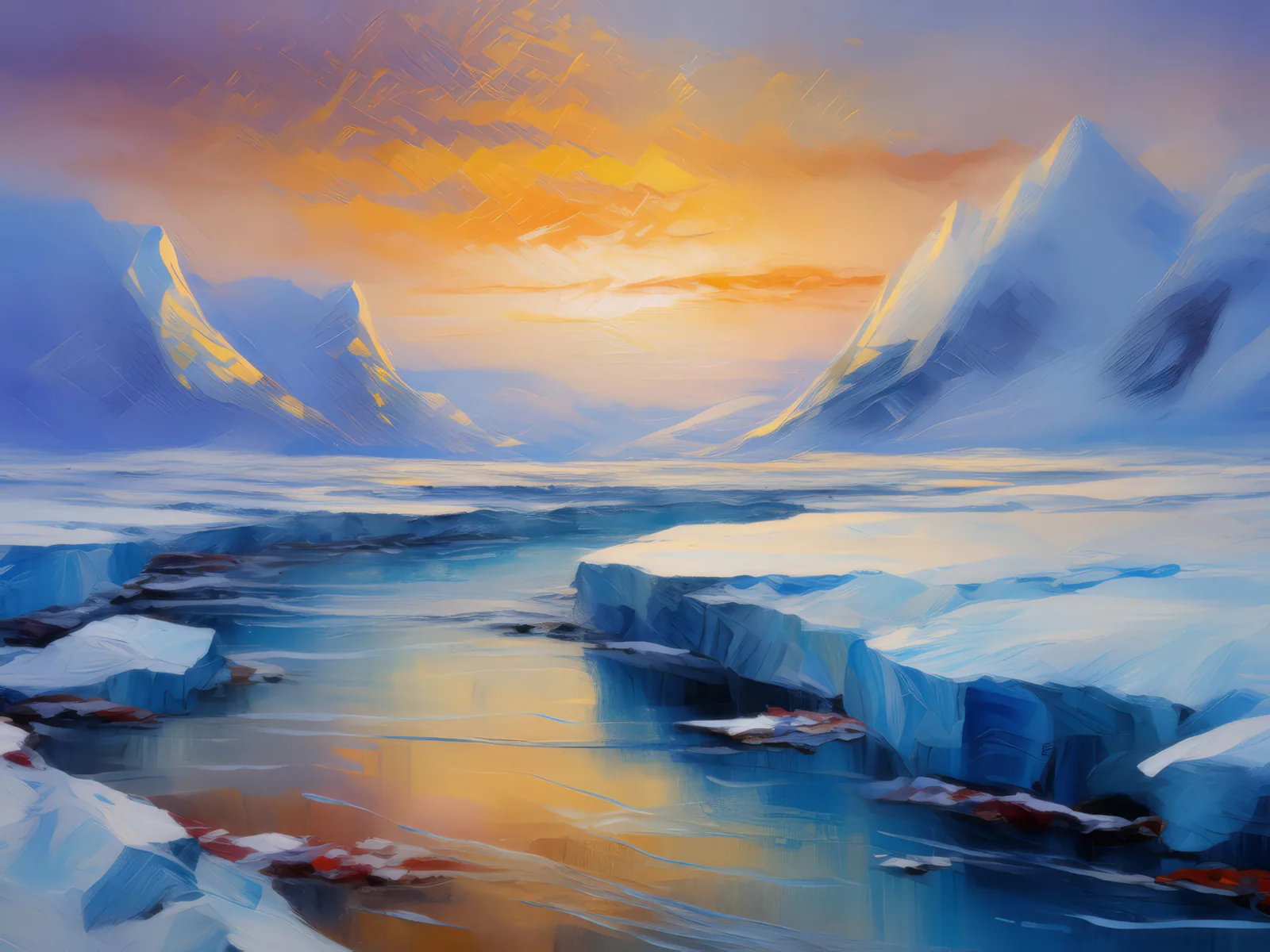 Silence of the Frozen Land, a palette-knife oil landscape by Emma Mickelberg