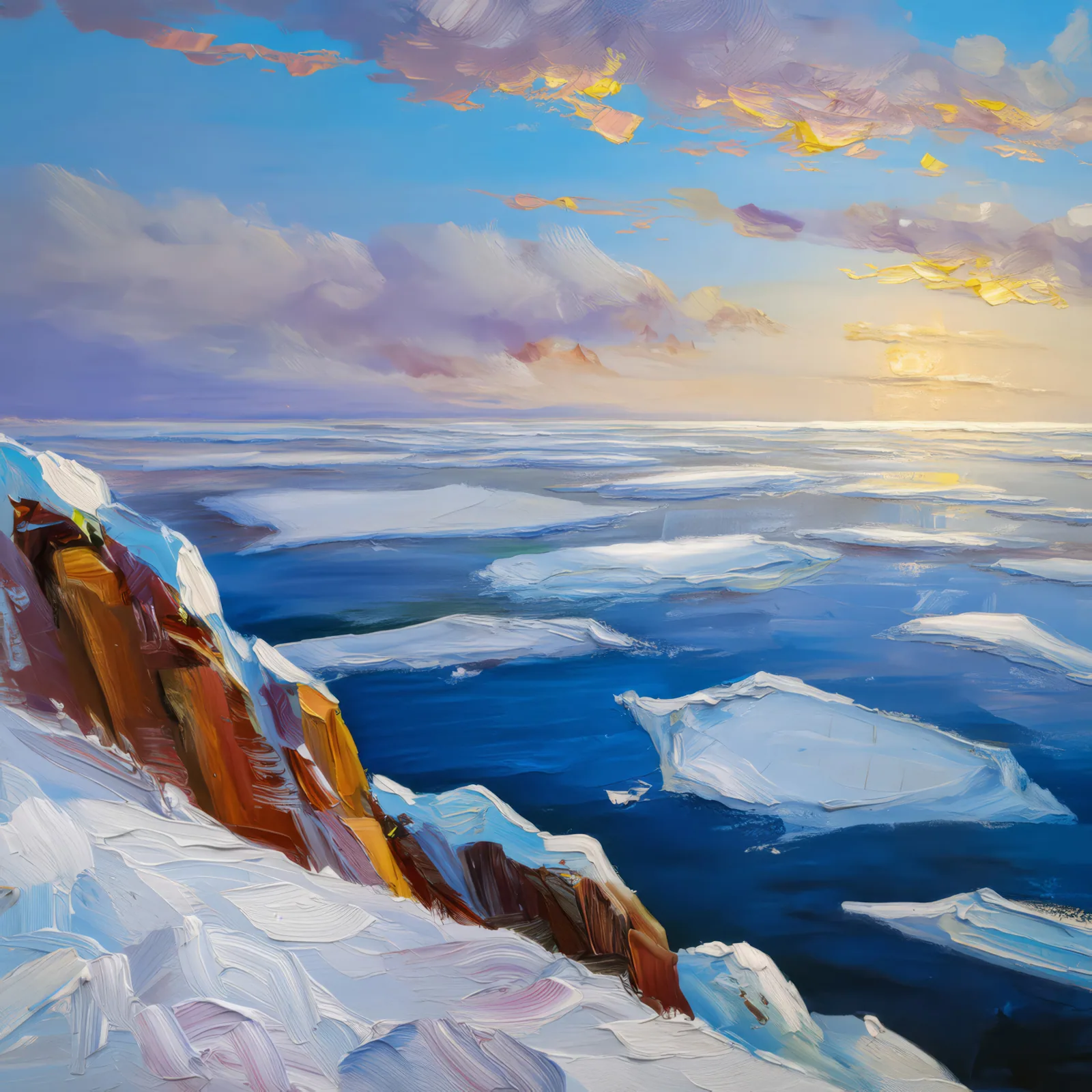 Snow-Covered Ridge, a palette-knife oil landscape by Emma Mickelberg
