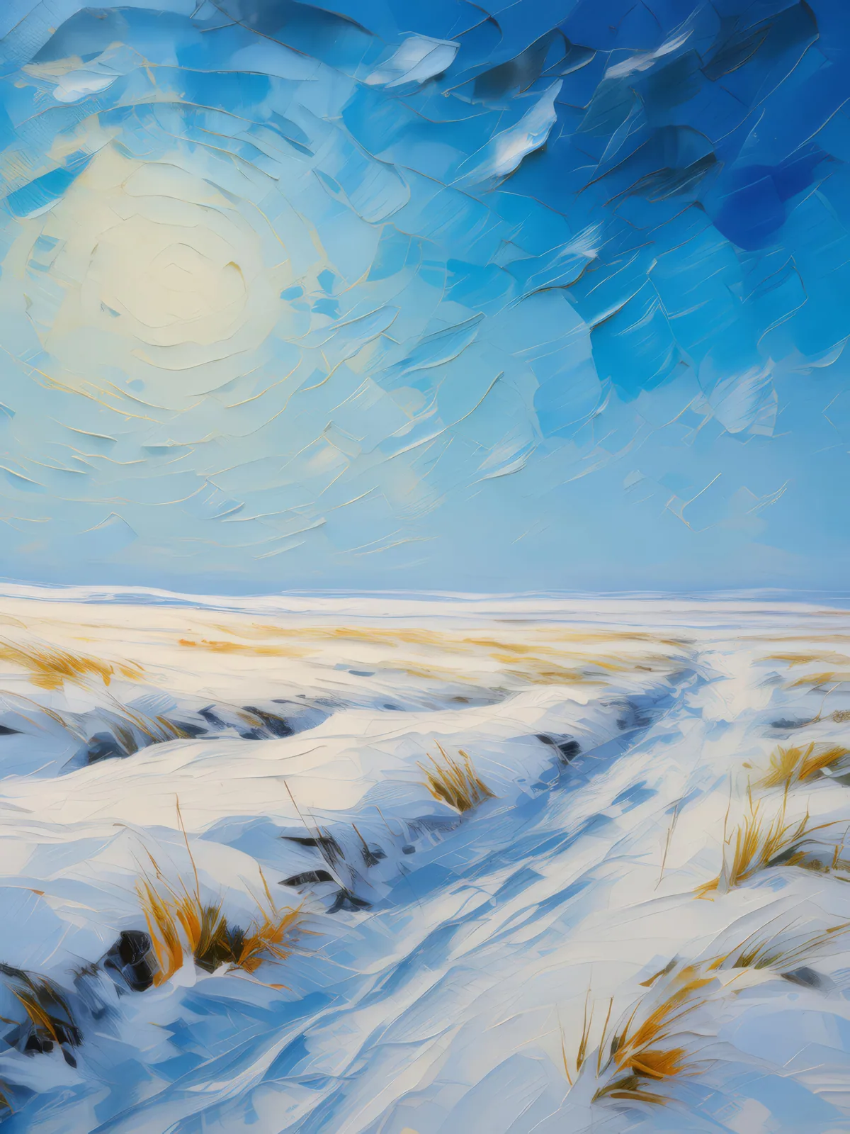Snowy Arctic Landscape, a palette-knife oil landscape by Emma Mickelberg