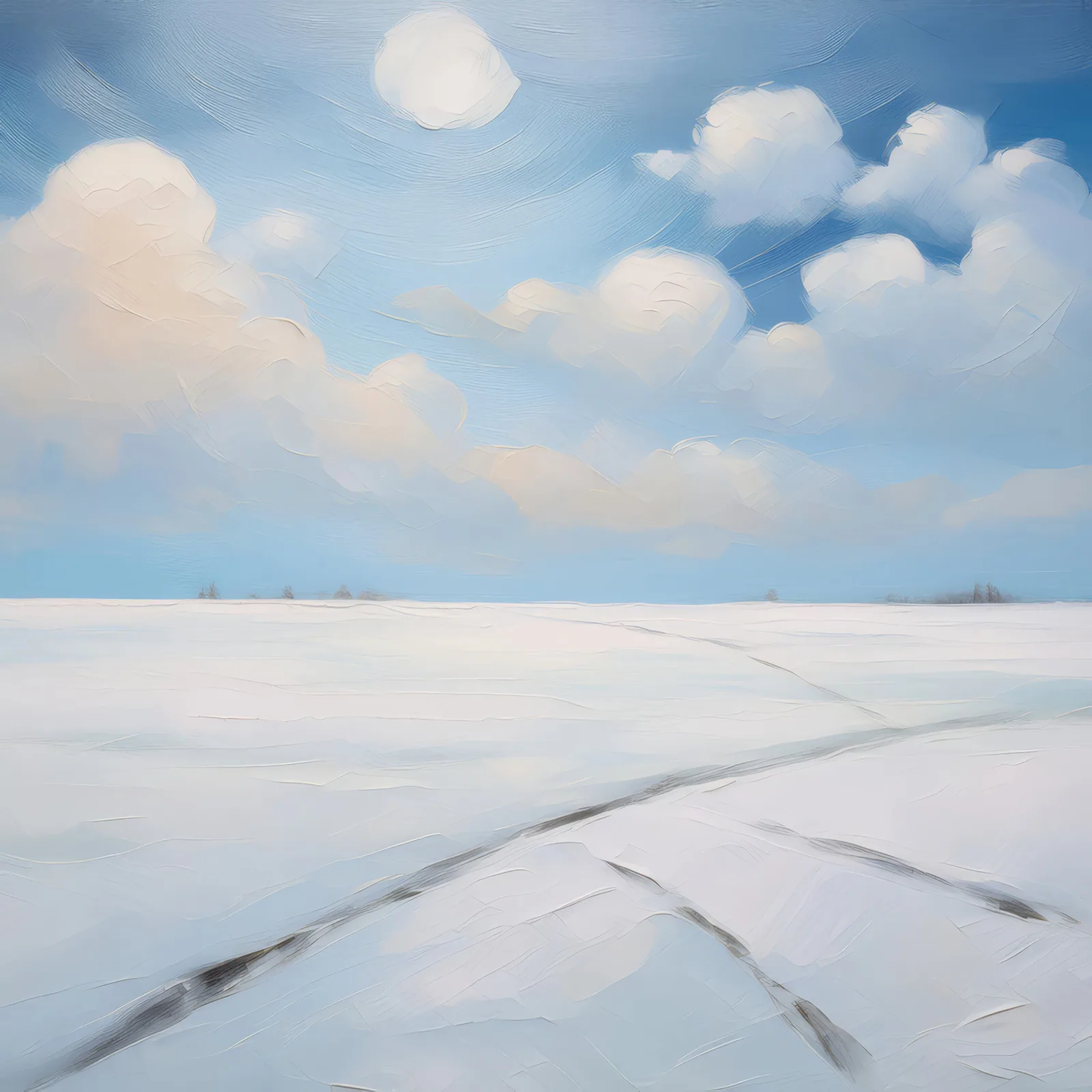 Snowy Arctic Plain, a palette-knife oil landscape by Emma Mickelberg