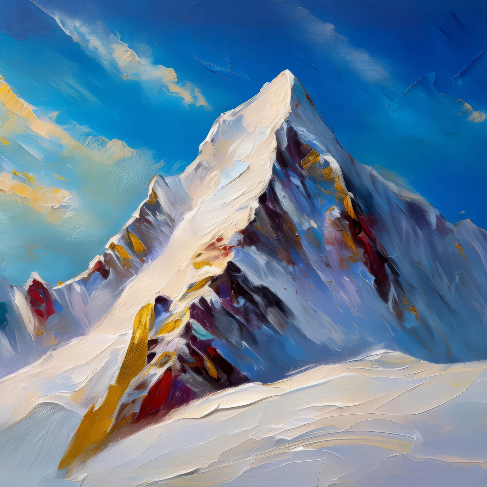 Snowy Arctic Ridge, a palette-knife oil landscape by Emma Mickelberg